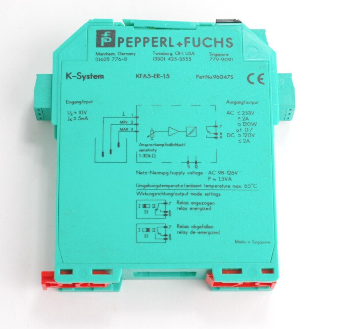 Pepperl Fuchs KFA5-ER-1.5 Conductivity Amplifier 96047S 98-126Vac 1.5Va
