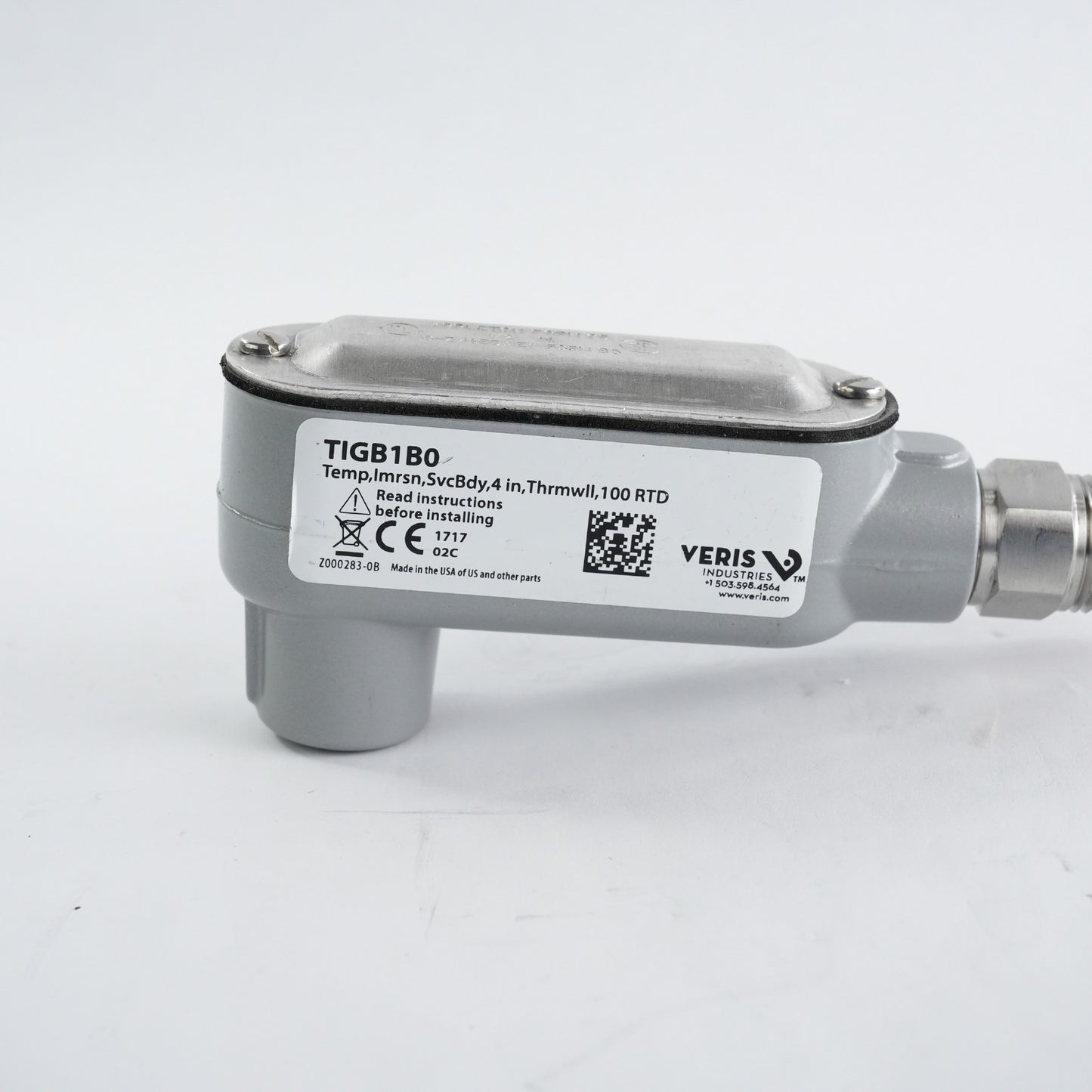 Veris TIGB1B0 Pipe/Immersion Temperature Sensor Stainless Steel Probe