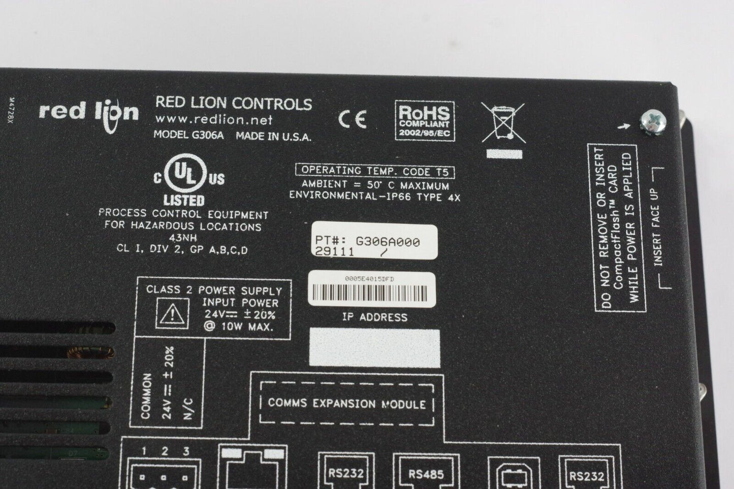 Red Lion Controls G306A / G306A000 Operator Interface Panel - Refurbished