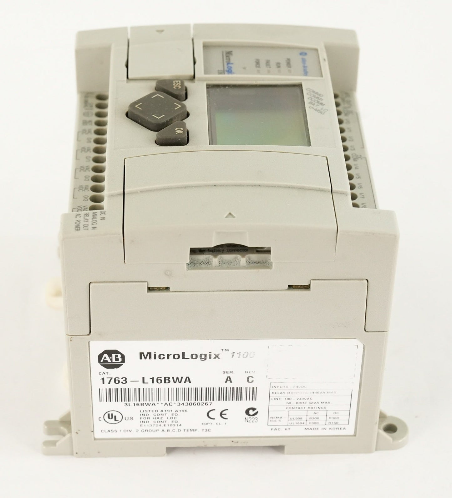Allen Bradley 1763-L16BWA /A Rev C MicroLogix 1100 PLC Controller 1763L16BWA