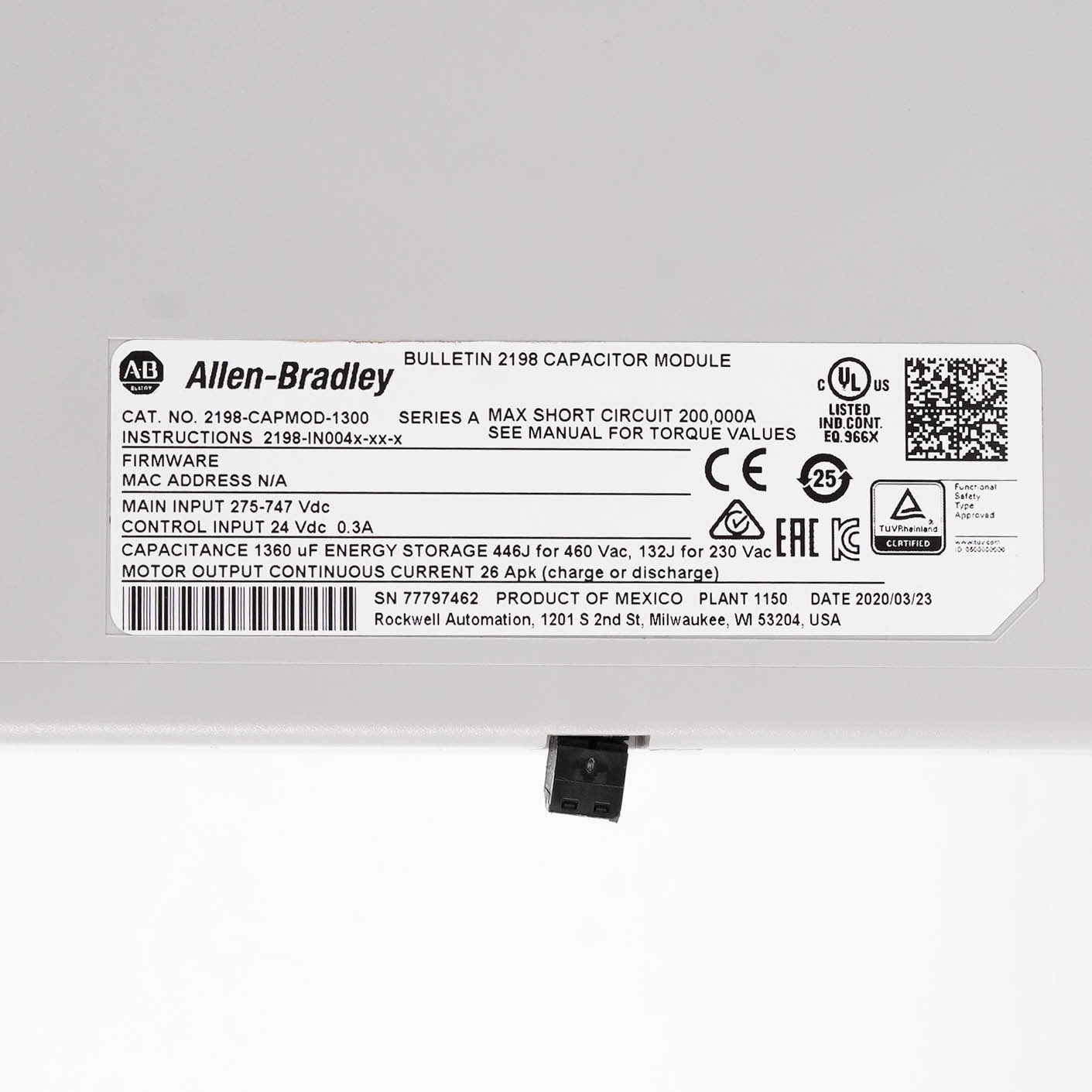 Allen Bradley 2198-CAPMOD-1300 /A Kinetix 5500 Capacitor Module 2198CAPMOD1300