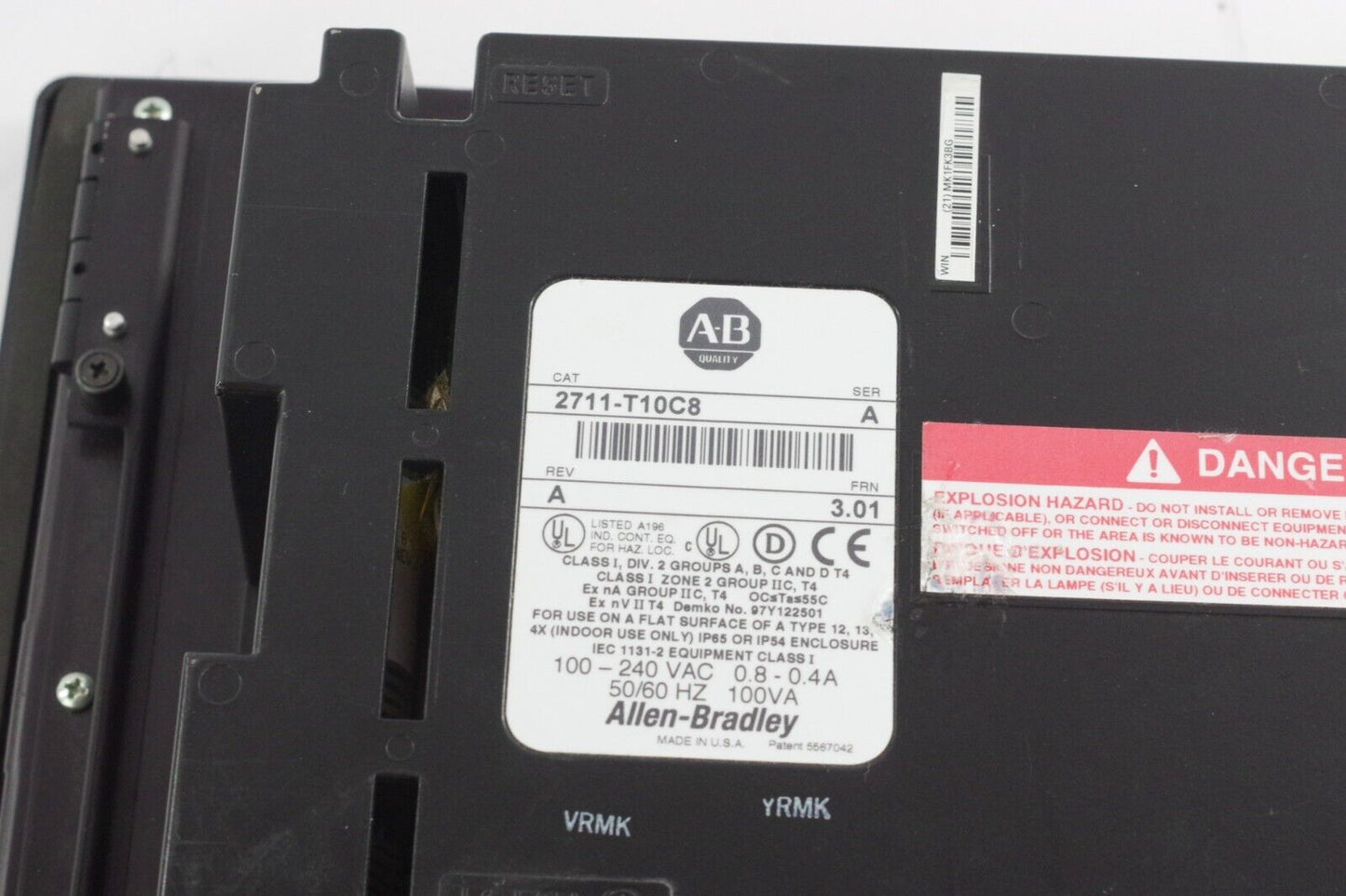 Allen Bradley 2711-T10C8 Ser A Rev A FRN 3.01 Panelview 1000 - Refurbished