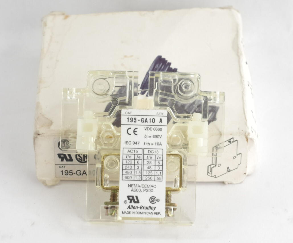 Allen Bradley 195-GA10 /A Contact Block - Open Box