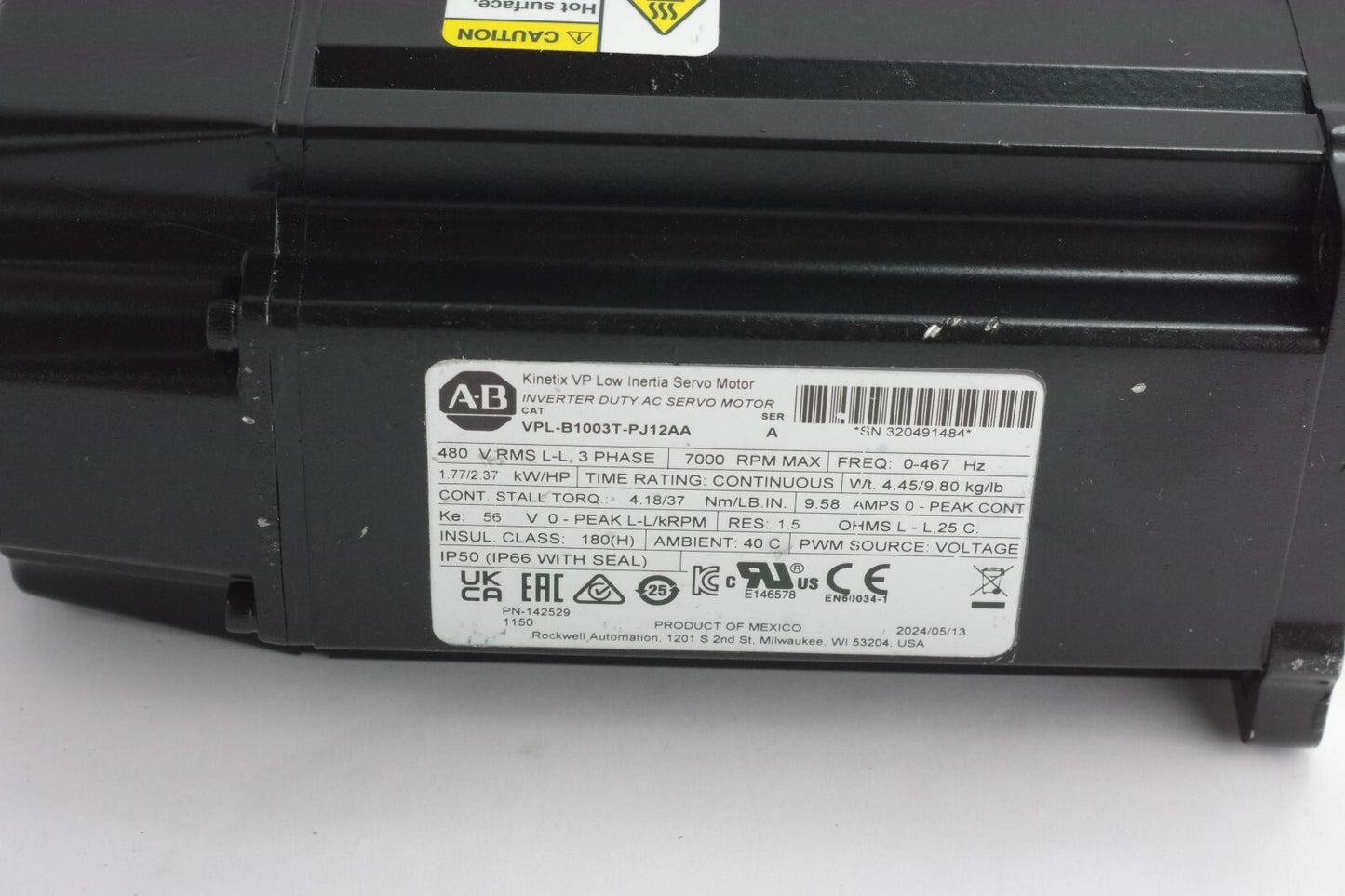 Allen Bradley VPL-B1003T-PJ12AA /A 3-Phase Servo Motor - Without Original Box