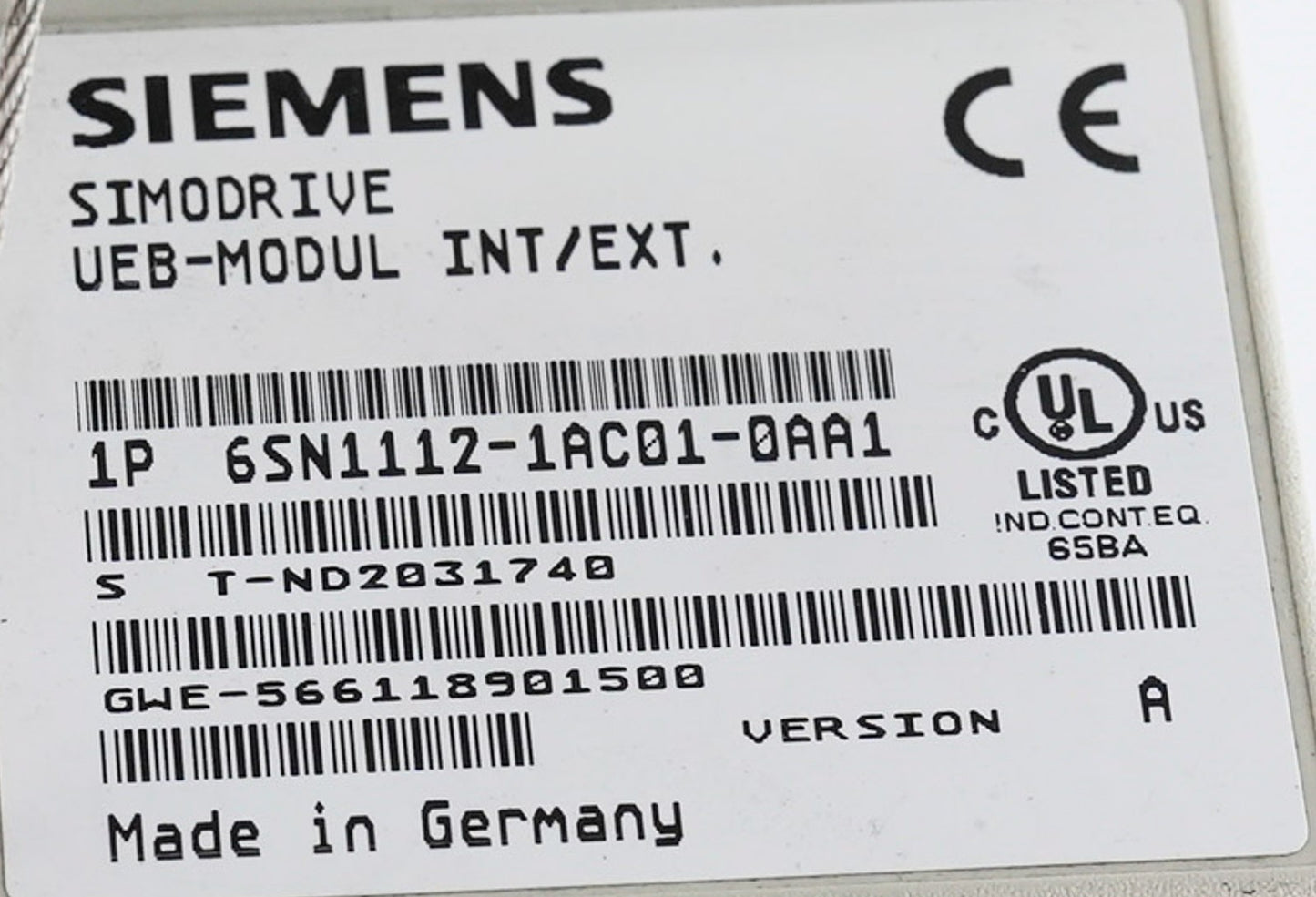 Siemens 6SN1112-1AC01-0AA1 Simodrive Monitoring Module 6SN11121AC010A