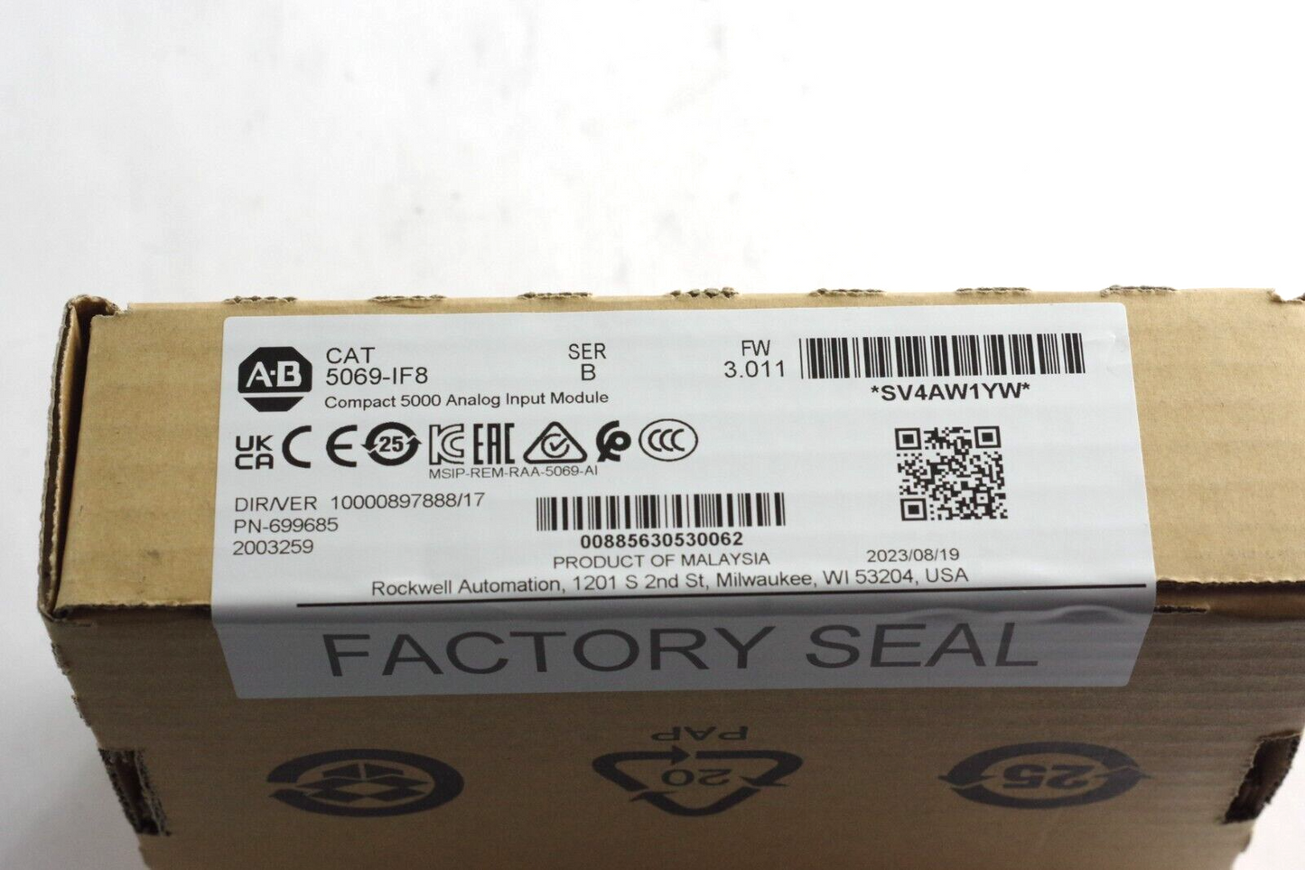 Allen Bradley 5069-IF8 Ser A Compact 5000 Analog Input Module 8-Ch 2023 Sealed