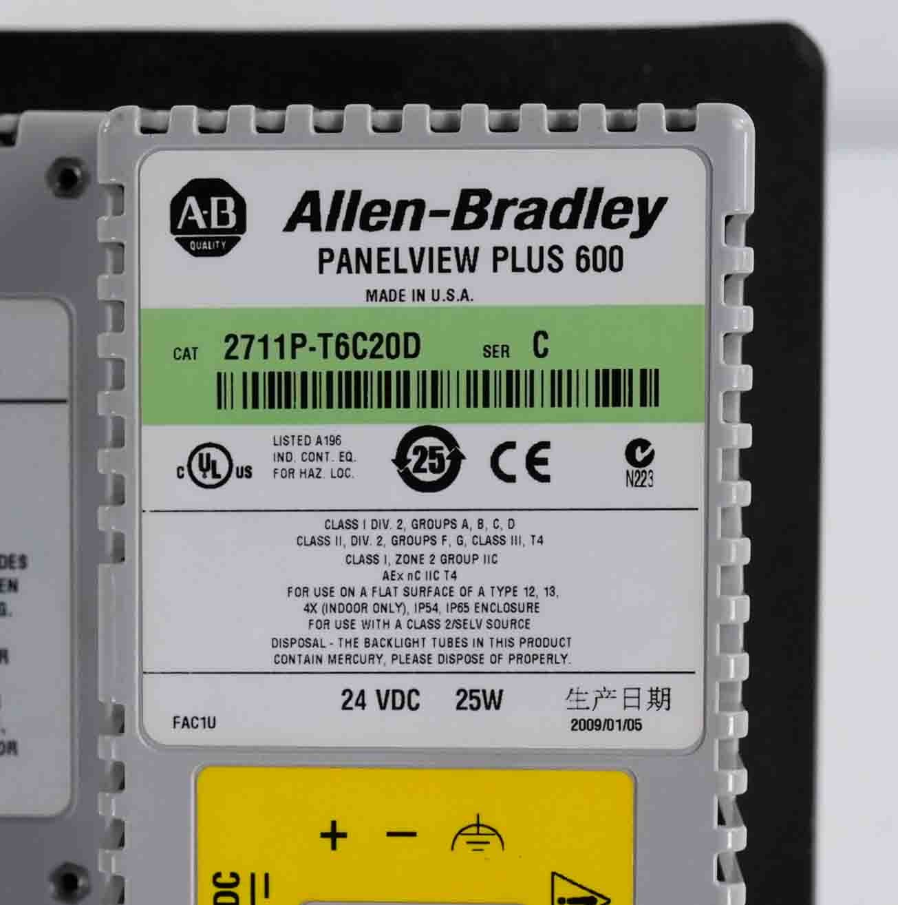Allen Bradley 2711P-T6C20D /C PanelView Plus 600 Color Touch Display 2711PT6C20D