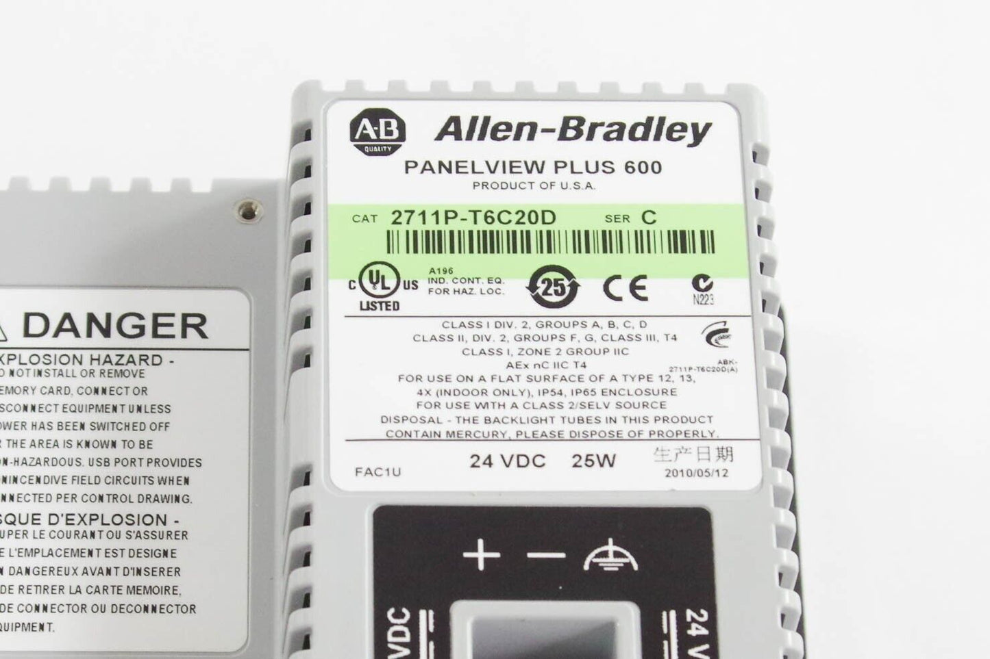 Allen Bradley 2711P-T6C20D / 2711PT6C20D Ser C PanelView Plus 600 1 Yr Warranty