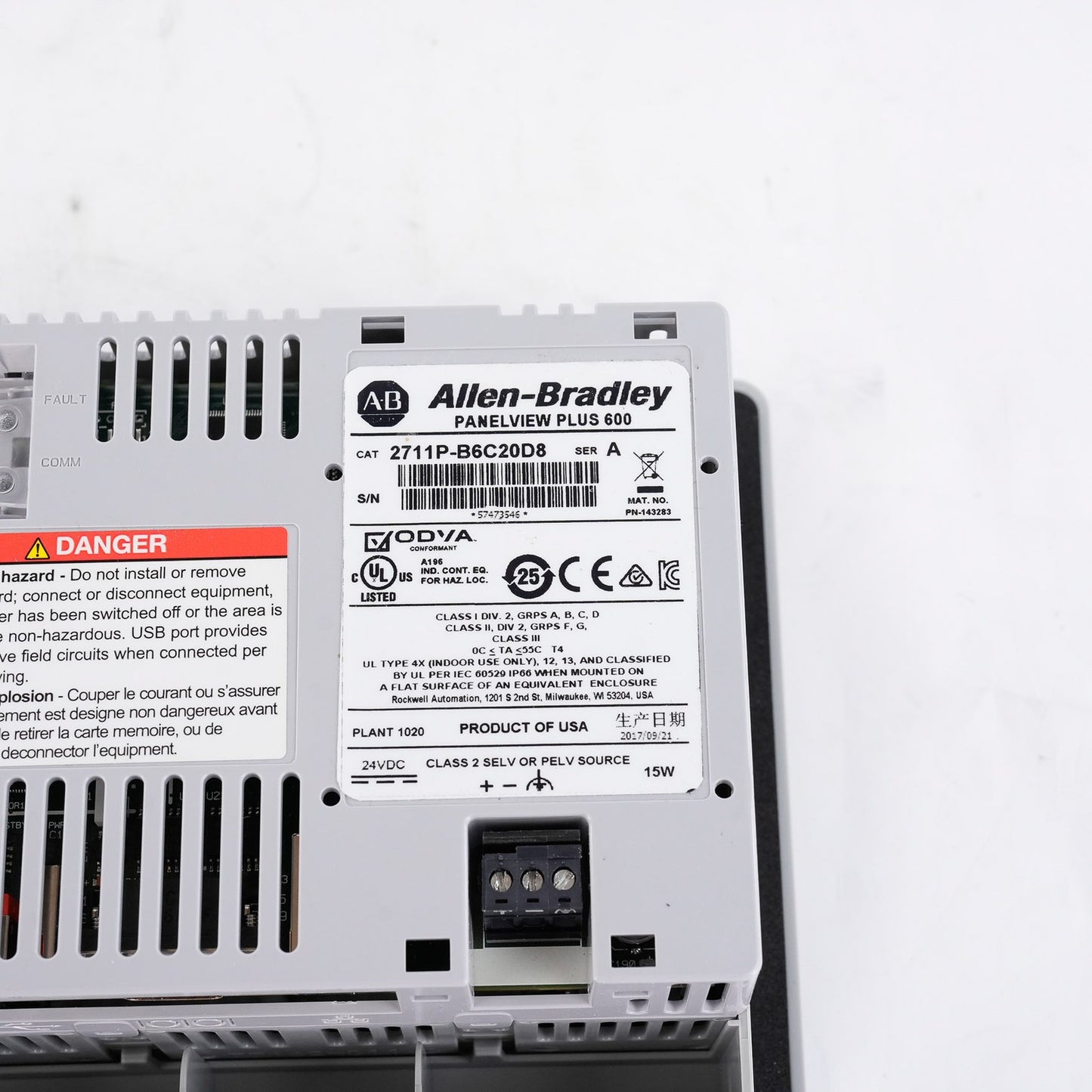 Allen Bradley 2711P-B6C20D8 /A PanelView Plus 600 Color Key/Touch 2711PB6C20D8