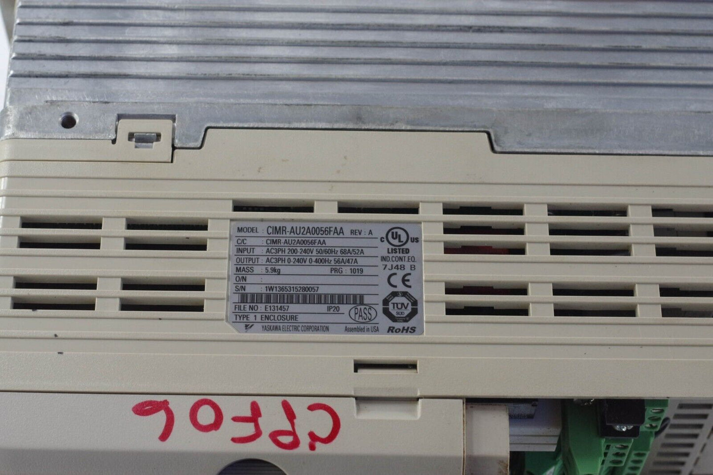 Yaskawa CIMR-AU2A0056FAA AC Drive A1000 Series - Untested / Unknown