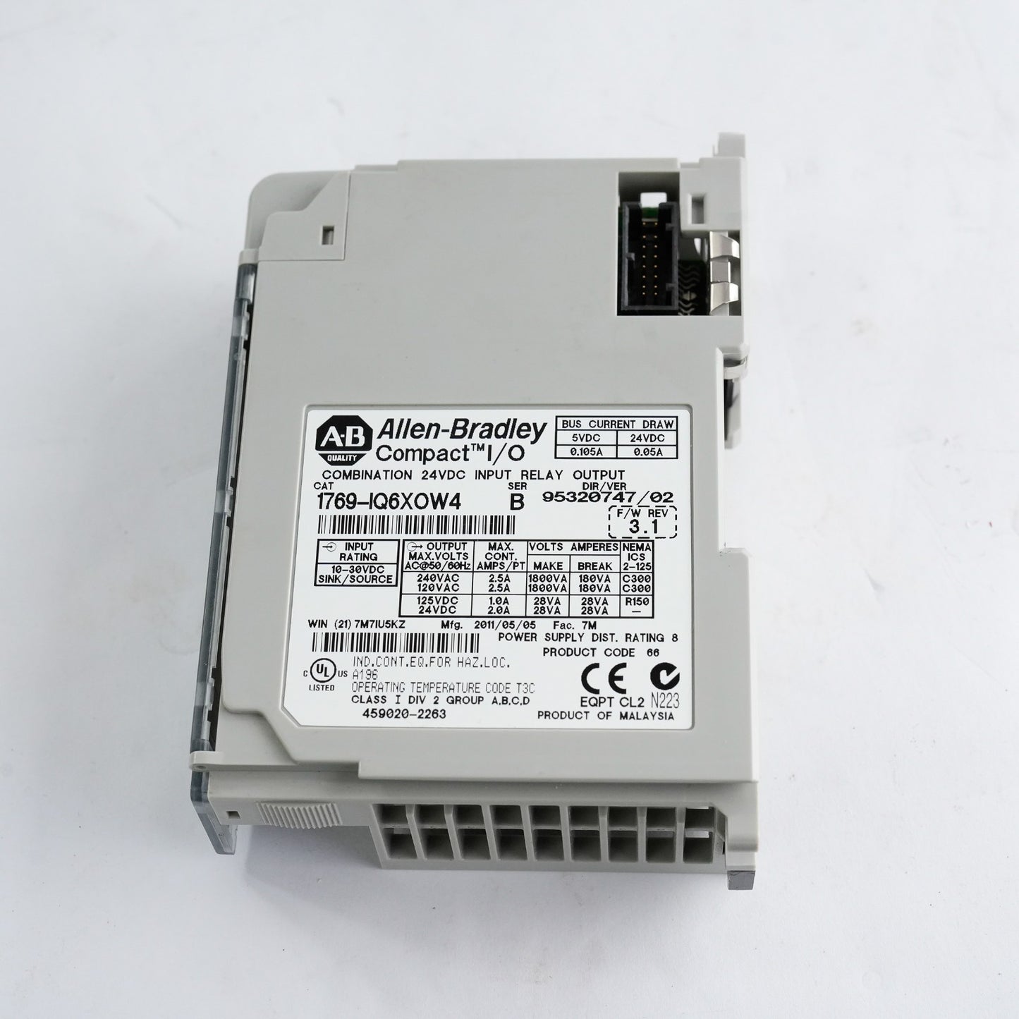 Allen Bradley 1769-IQ6OW4 /B F/W Rev 3.1 Compact I/O Module / 1769-IQ60W4
