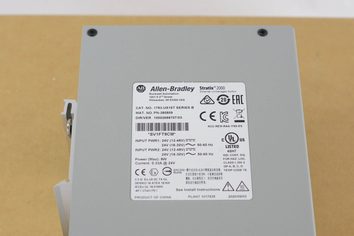 2020 Allen Bradley 1783-US16T Ser B Stratix 2000 Unmanaged Switch - Open Box