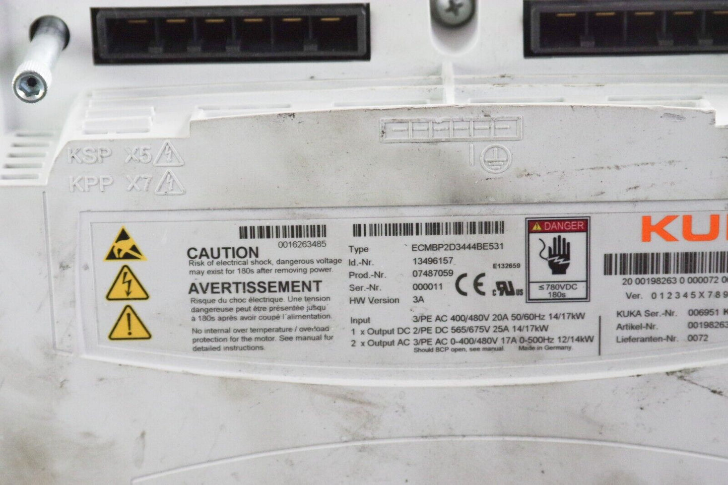 Kuka ECMBP2D3444BE531 KPP 600-20-2X40 Servo Drive - For Parts / Repair