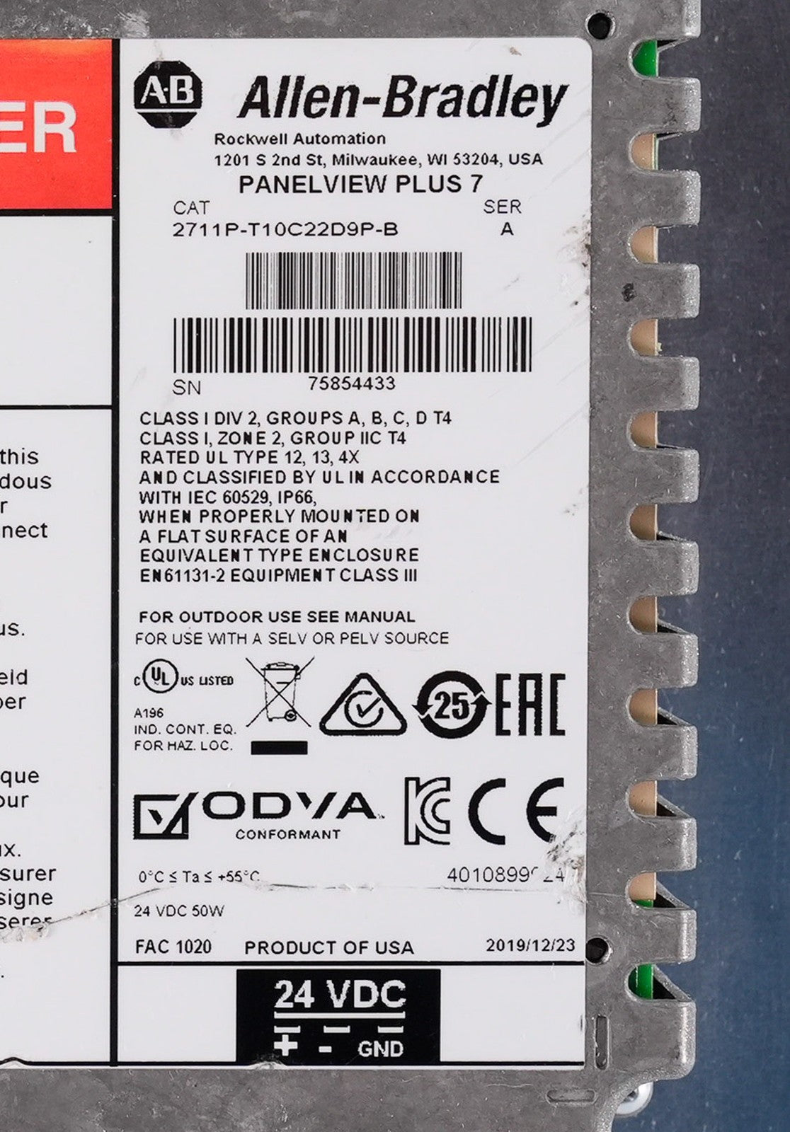 Allen Bradley 2711P-T10C22D9P-B /A PanelView Plus 7 2711PT10C22D9PB Refurbished