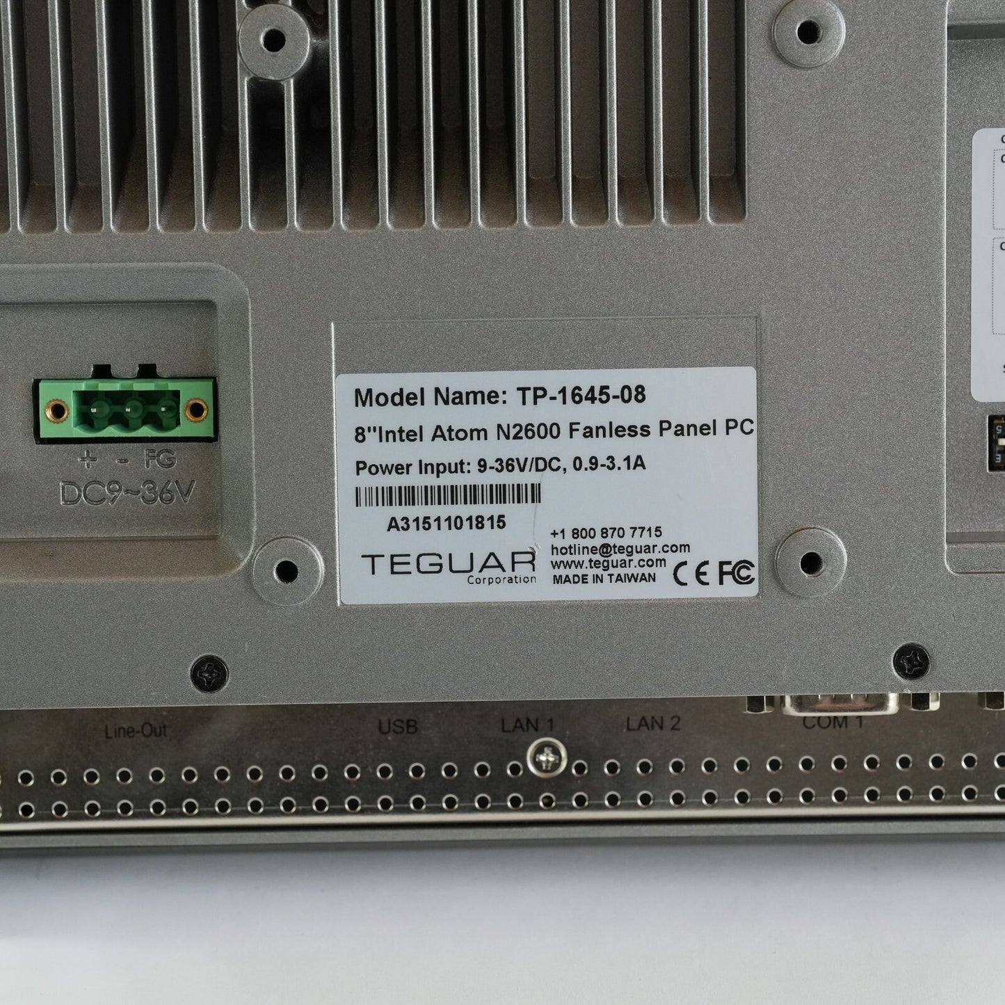 Teguar TP-1645-08 Industrial Panel PC 8" Intel Atom N2600 Fanless TP164508