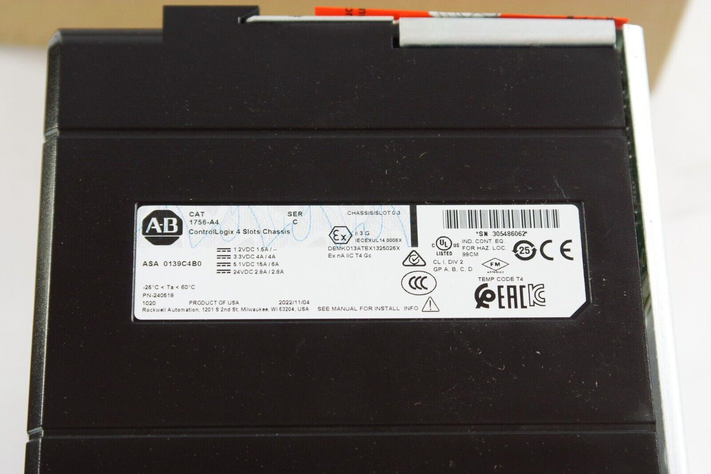 Allen-Bradley 1756-A4 Series C ControlLogix 4-Slot Chassis