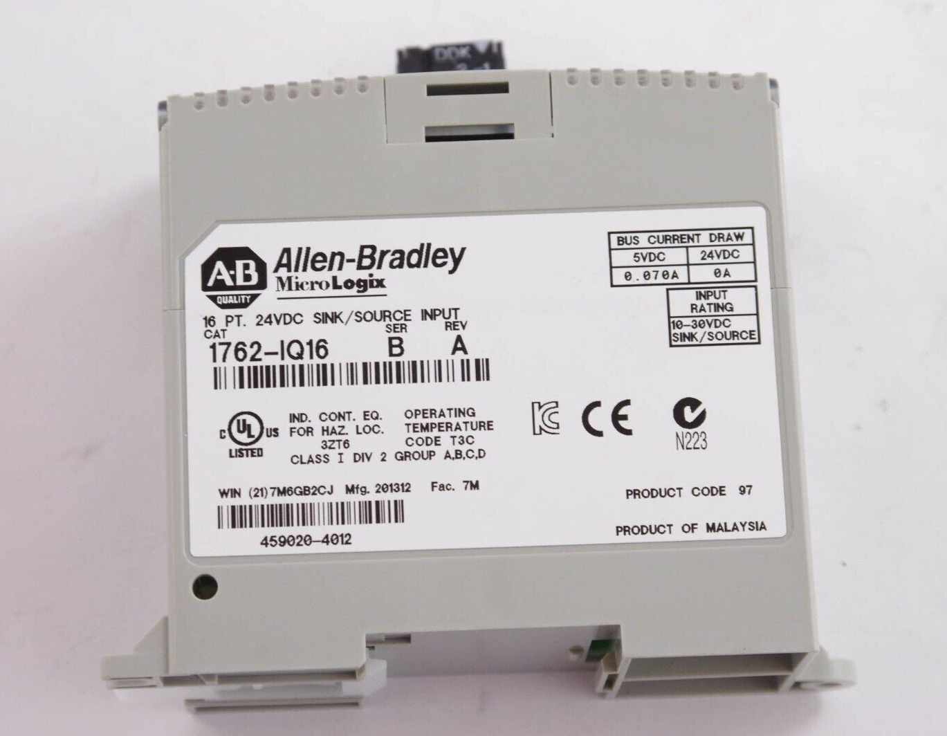 Allen Bradley 1762-IQ16 / 1762IQ16 Ser B Micrologix Input Module - LIGHTLY USED