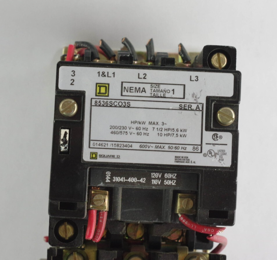Square D 8536SCO3S Motor Starter Nema 1 27A 3P 600V Coil 110/120V