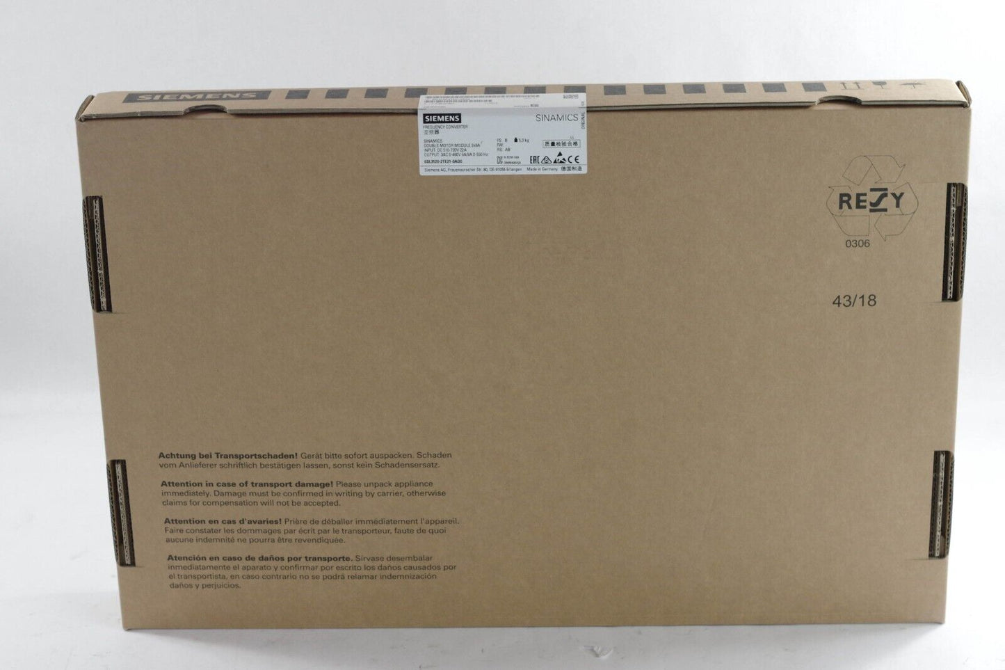 2018 Siemens 6SL3120-2TE21-0AD0 SINAMICS FREQUENCY CONVERTER -New Surplus Sealed
