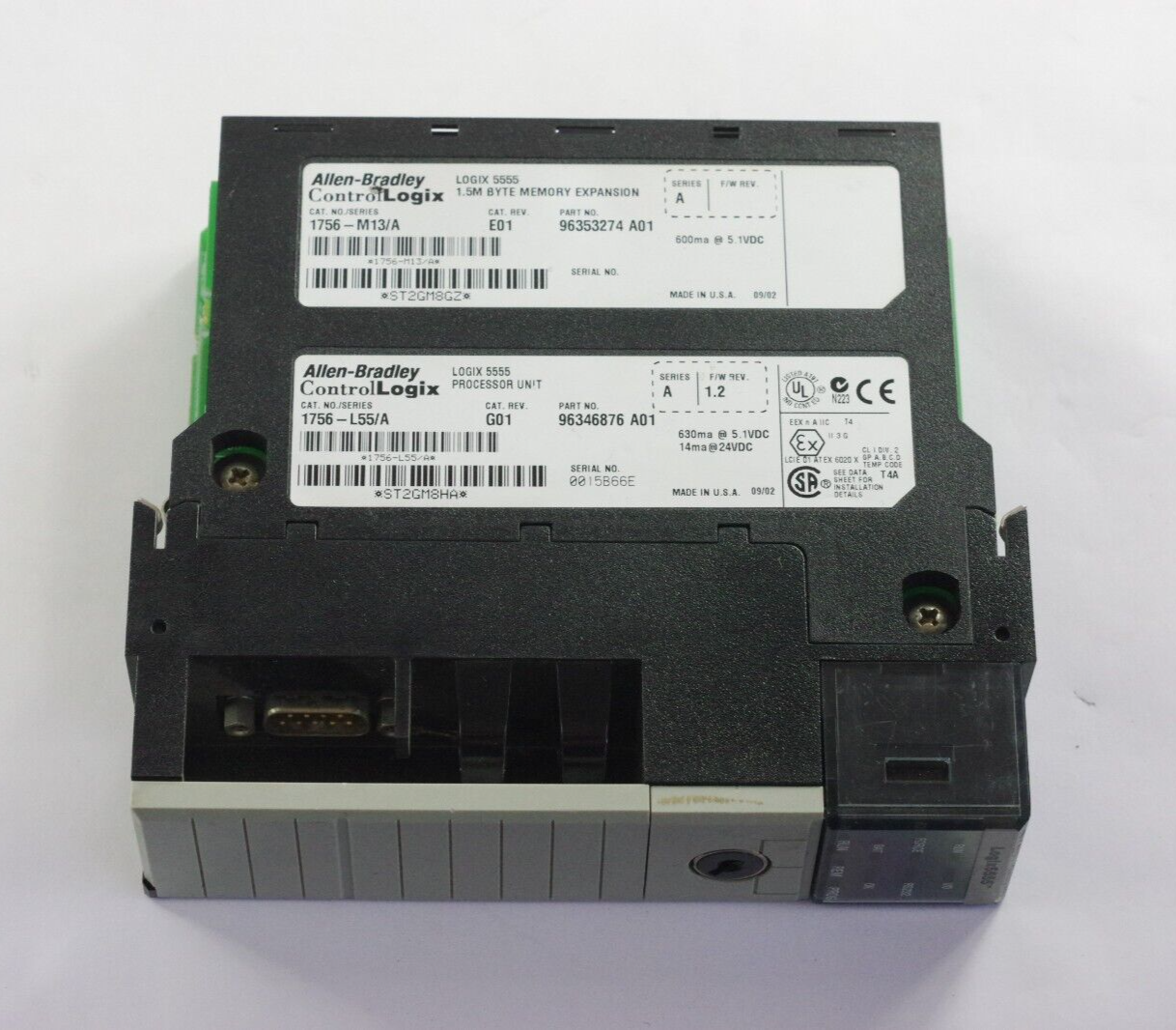Allen Bradley 1756-L55 /A Logix 5555 Module + 1756-M13/A 1.5M / 1756-l55m13