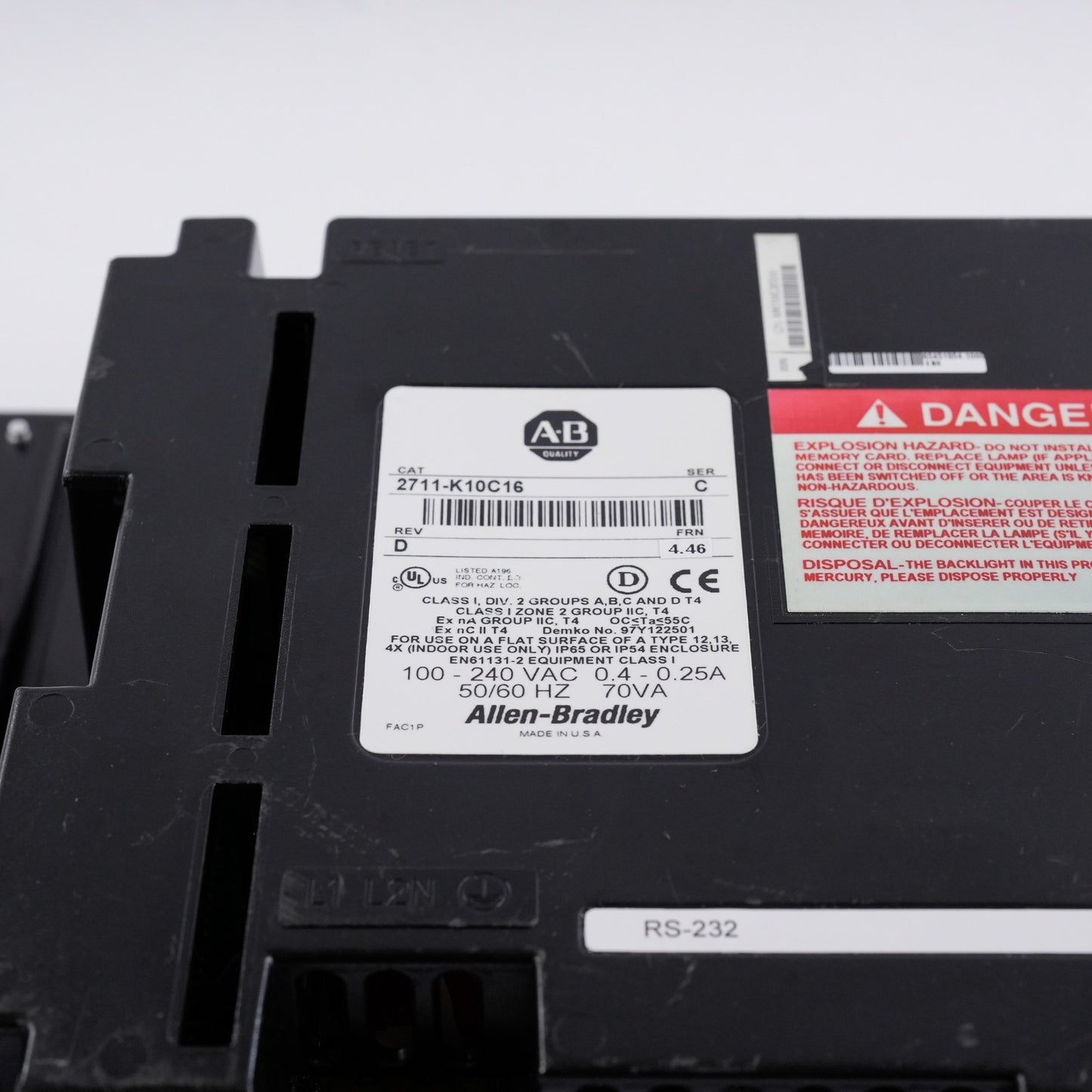 Allen Bradley 2711-K10C16 Ser C Rev D FRN 4.46 Panelview 1000