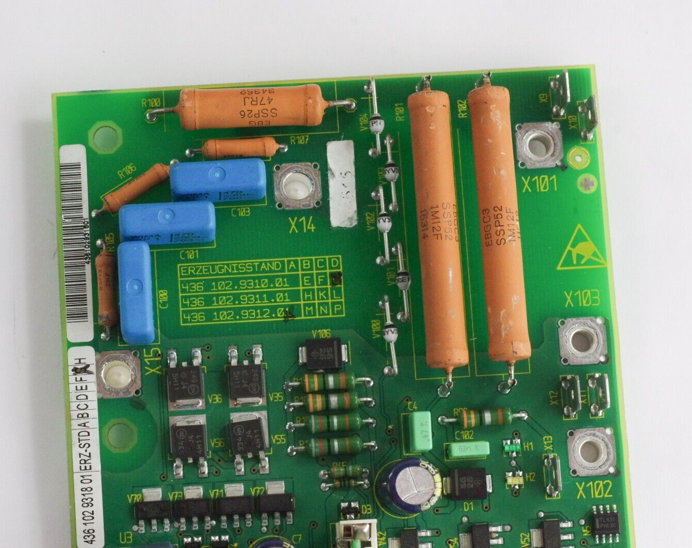 Siemens Control Board 436 102.9310.01 Version G 436 102 9318 01 / 436102931701 K