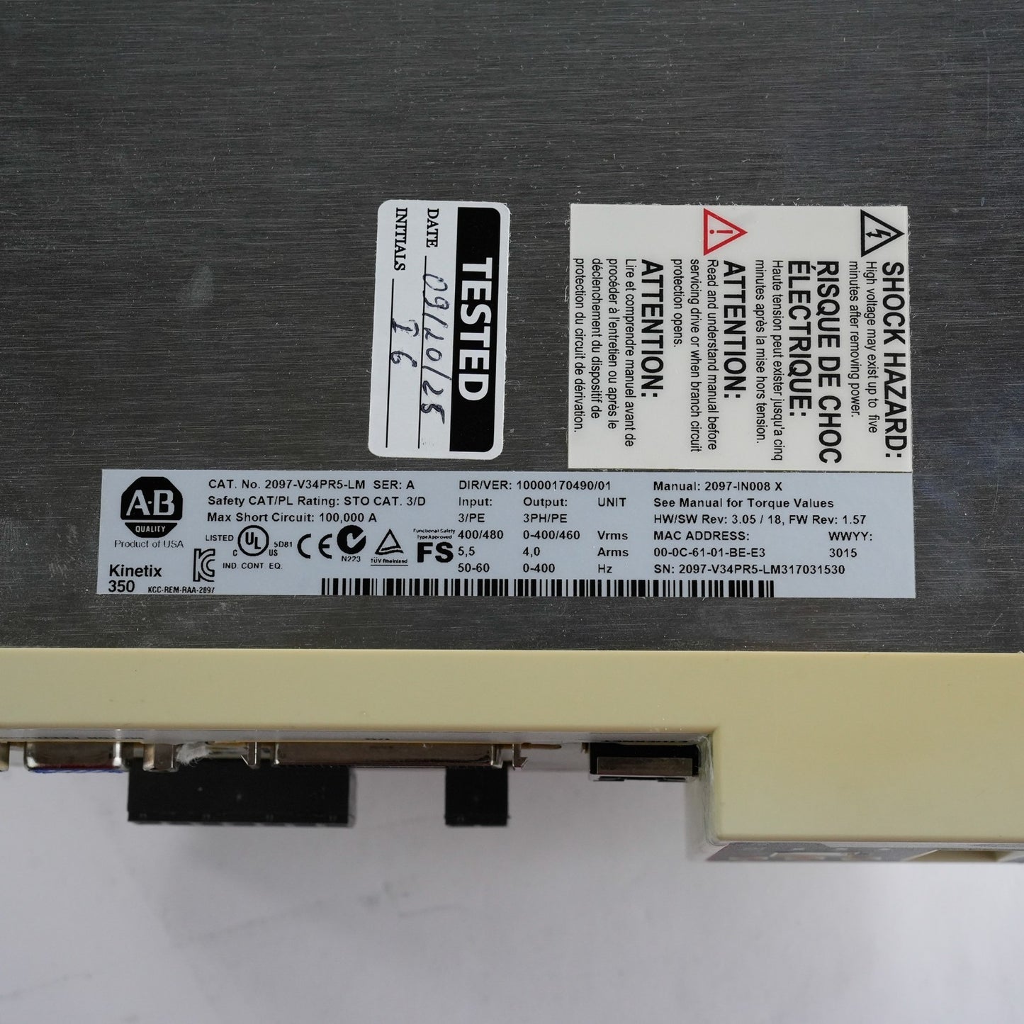 Allen Bradley 2097-V34PR5-LM /A 400/480VAC Kinetix 350 Servo Drive 2097V34PR5LM