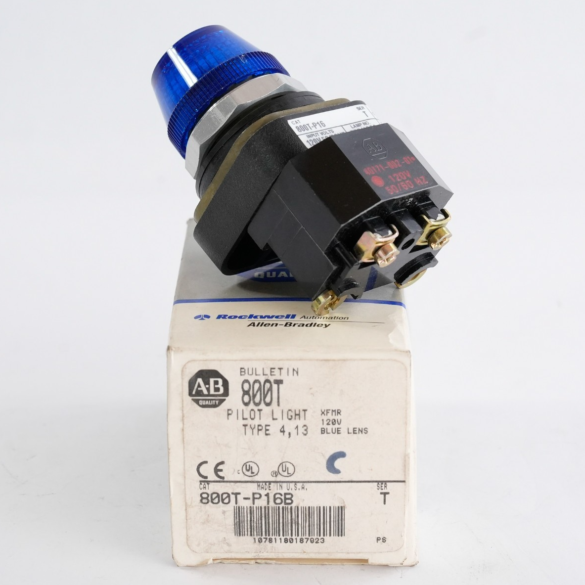 Allen Bradley 800T-P16B /T Blue Pilot light 120V 50/60Hz 800TP16B - Open Box