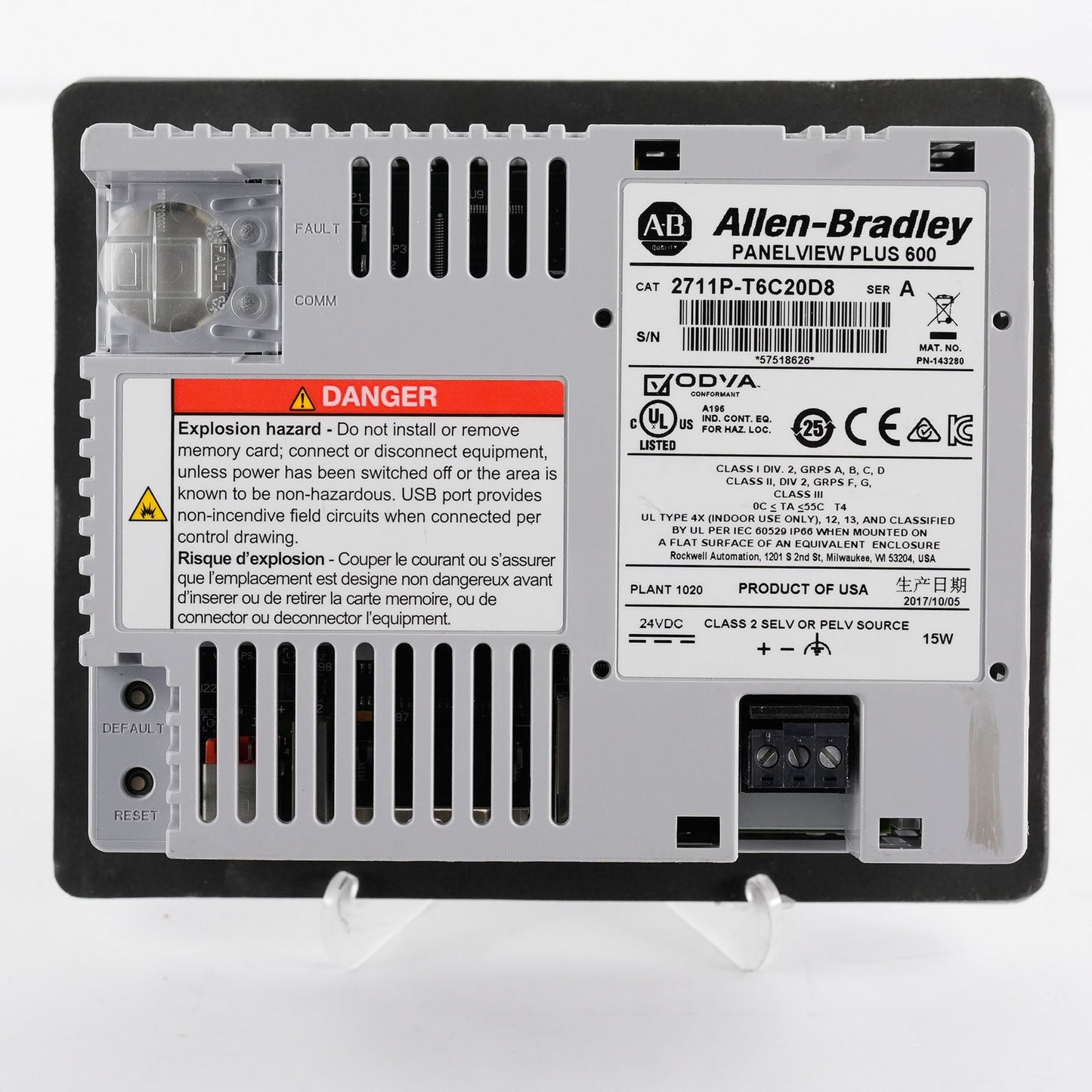 Allen Bradley 2711P-T6C20D8 /A PanelView Plus 6 600 Color Touch 2711PT6C20D8