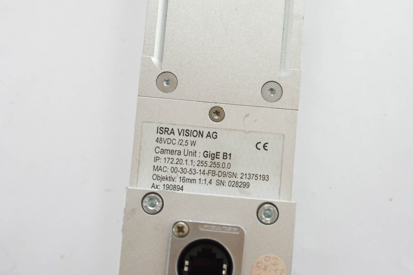 ISRA VISION AG GigE B1 ISRA 00-30-53-14-FB-D9 / 00305314FBD9 2.5W 16mm untested