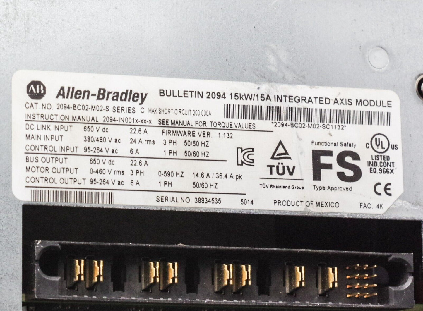 Allen-Bradley 2094-BC02-M02-S / 2094-BC02-MO2-S Ser C Kinetix 6000 Axis Module