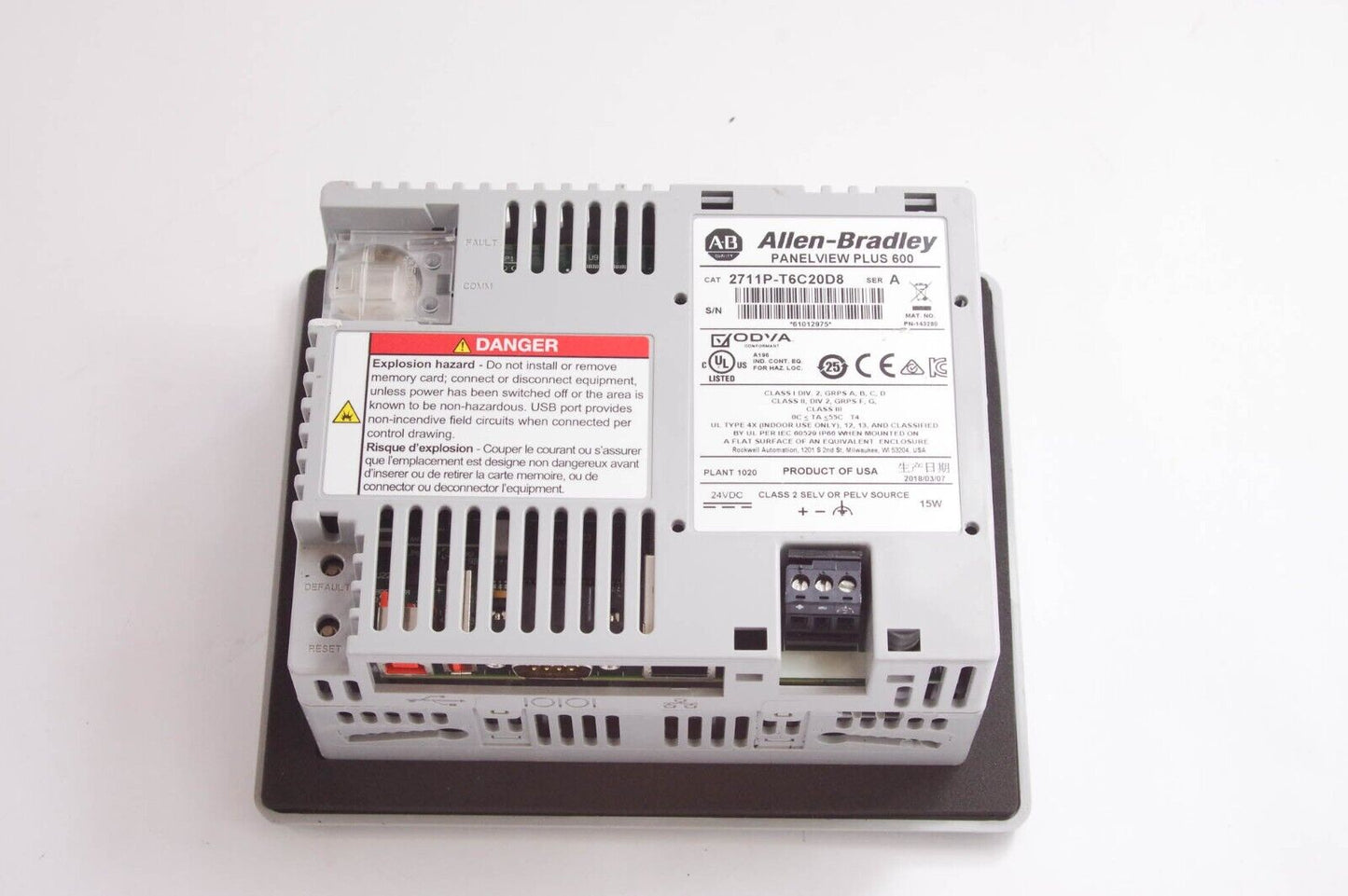 Allen-Bradley 2711P-T6C20D8 / 2711P-T6C20D8 Ser A PanelView Plus 600