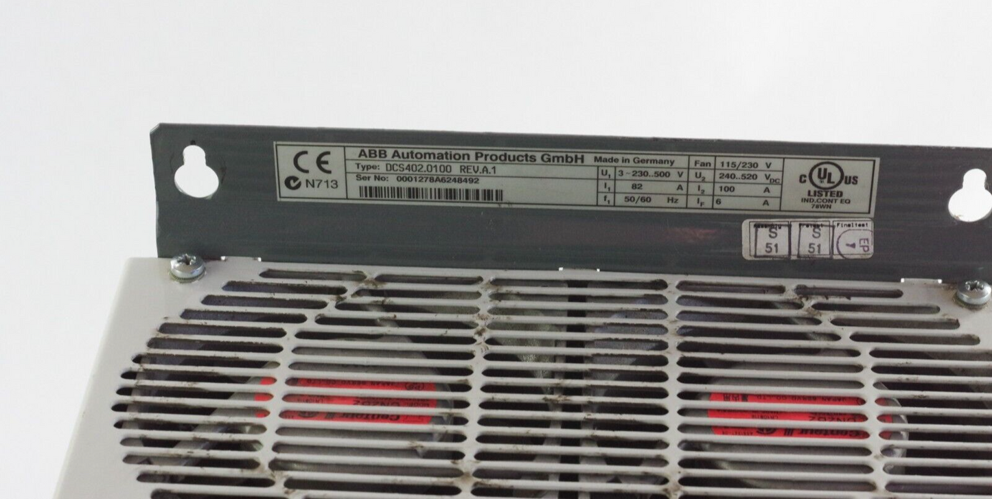 ABB DCS402.0100 REV.A.1 DC Drive DCS400 82-100 AMP 230-500 DCS4020100