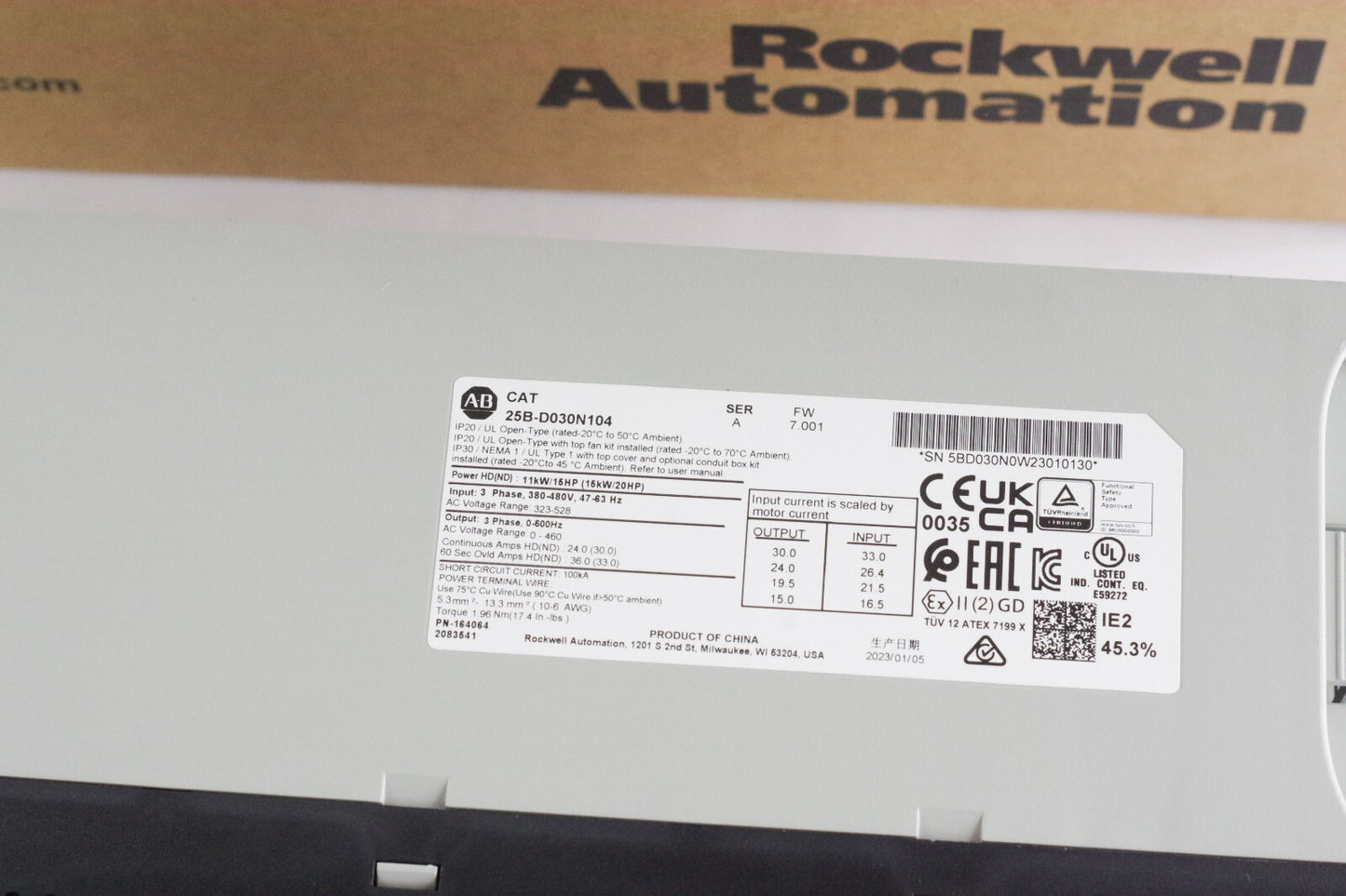 Allen Bradley 25B-D030N104 /A PowerFlex 525 AC Drive 20HP 480V - Open Box