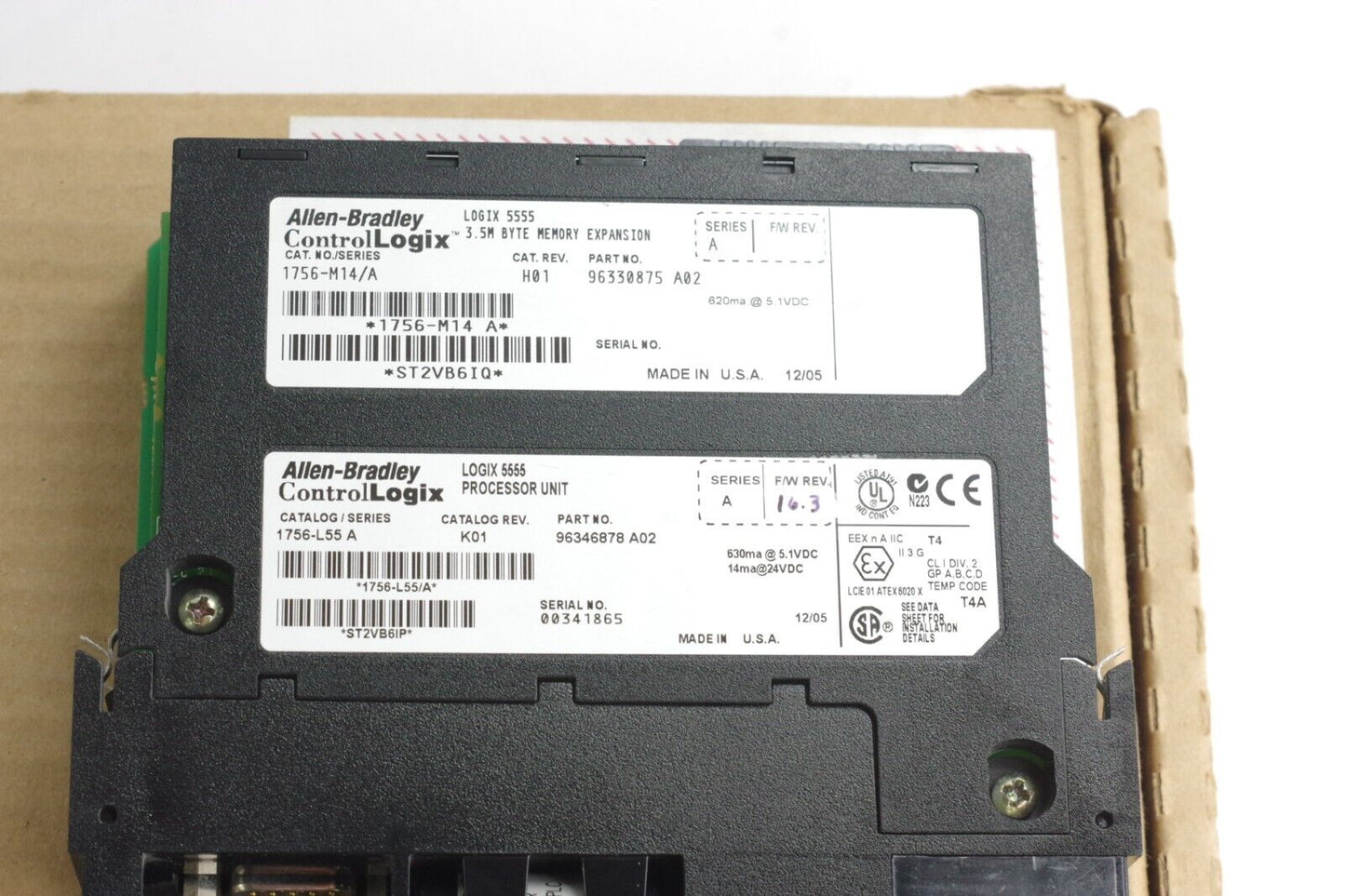 Allen Bradley 1756-L55 /A Logix 5555 Module + 1756-M14 A / 1756-L55M14