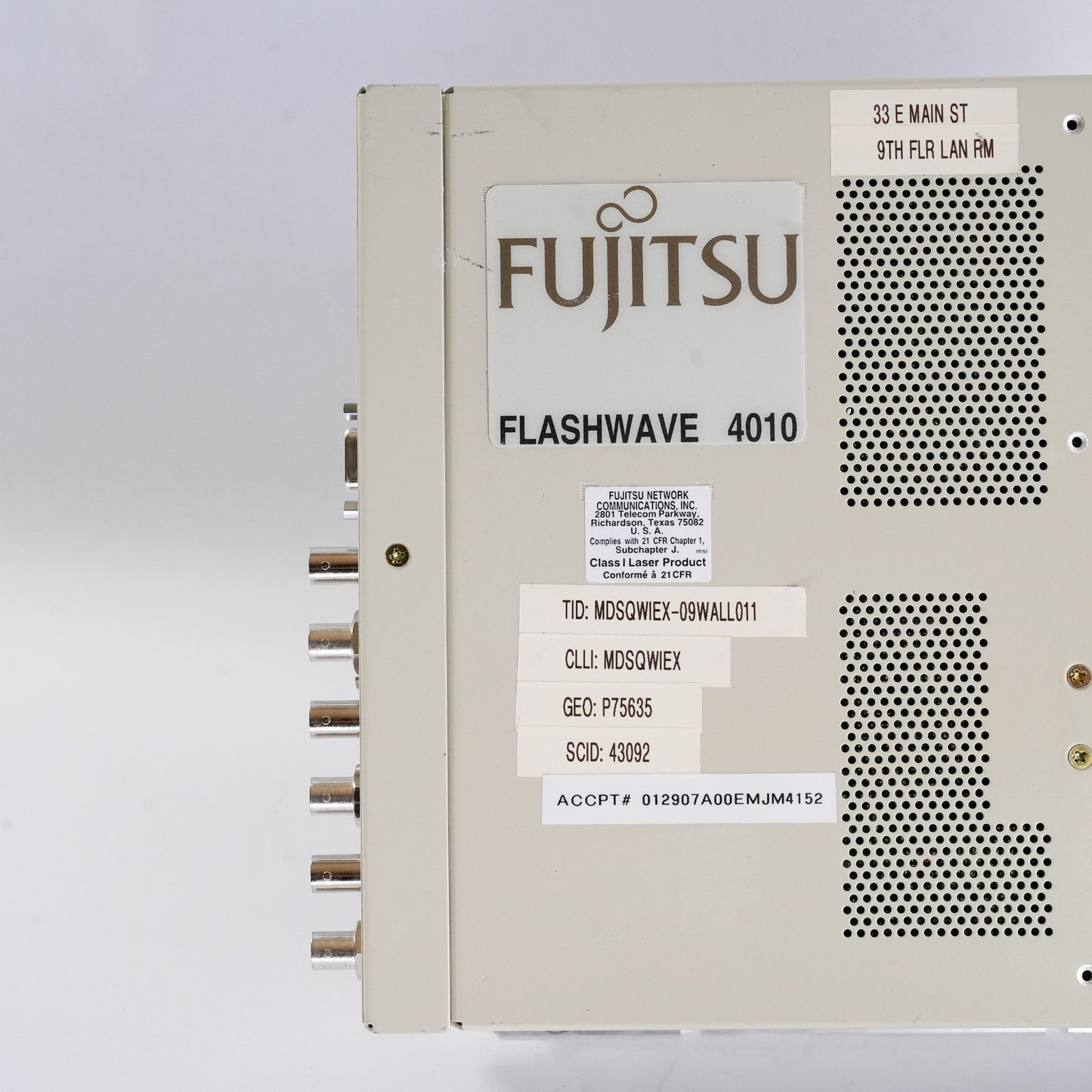 Fujitsu Flashwave 4010 Chassis REM 3DS3 20C3 P CHAS FC9688C032-I04 REV: 03A