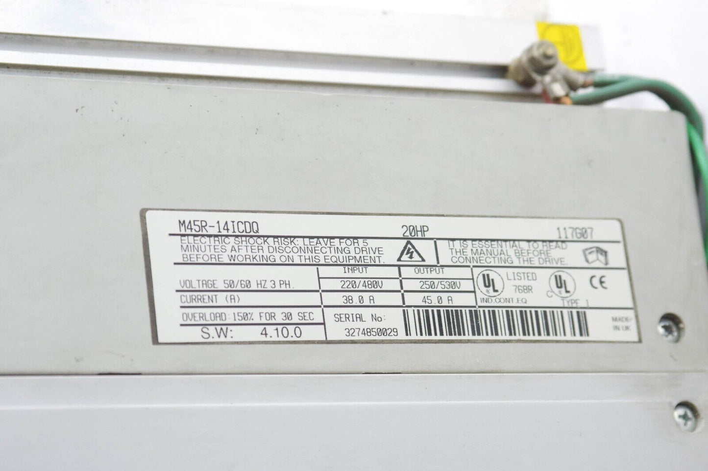 Control Techniques Quantum III M45R-14ICDQ / M45R14ICDQ -For Parts or Repair