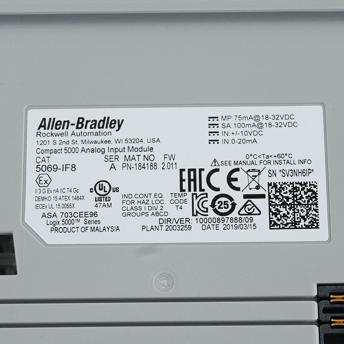 Allen Bradley 5069-IF8 /A Compact Logix 5000 Input Module 8 Point