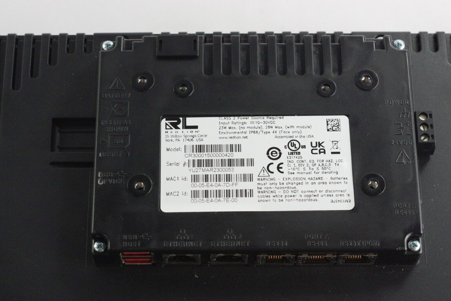 Red Lion Controls CR30001500000420 15" HMI Panel CR3000 Series 1024x768
