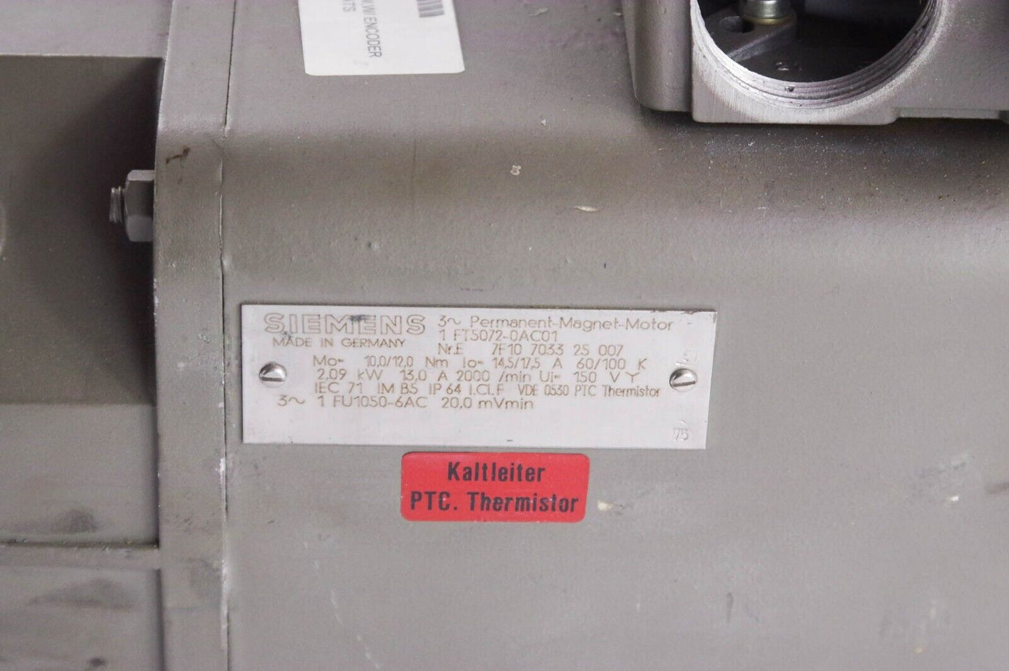 Siemens 1FT5072-0AC01 / 1FT50720AC01 Permanent Magnet Motor FT5072-0AC01