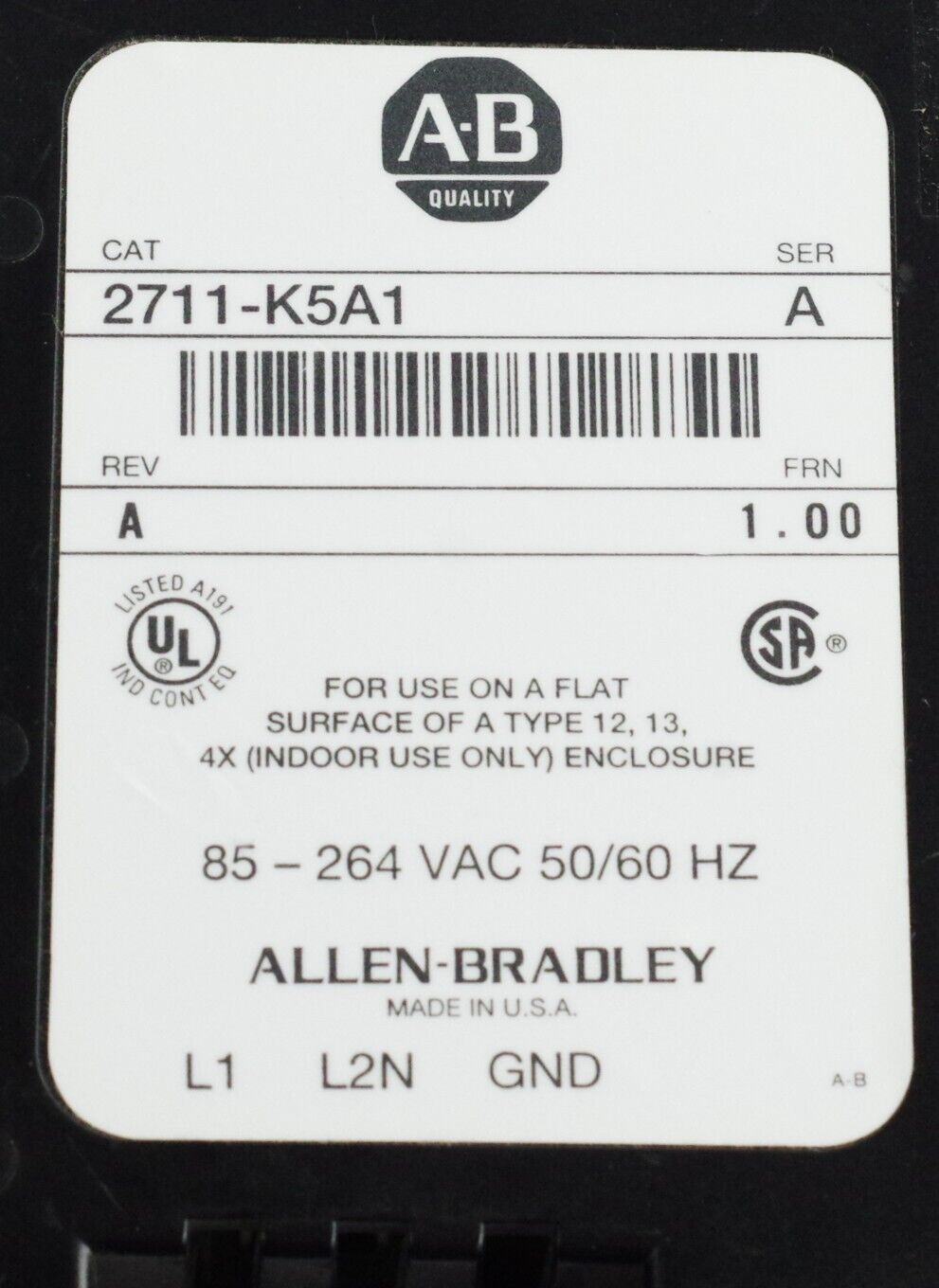 Allen Bradley 2711-K5A1 /A PanelView 550 5.5" Rev A FRN 1.0 - Refurbished