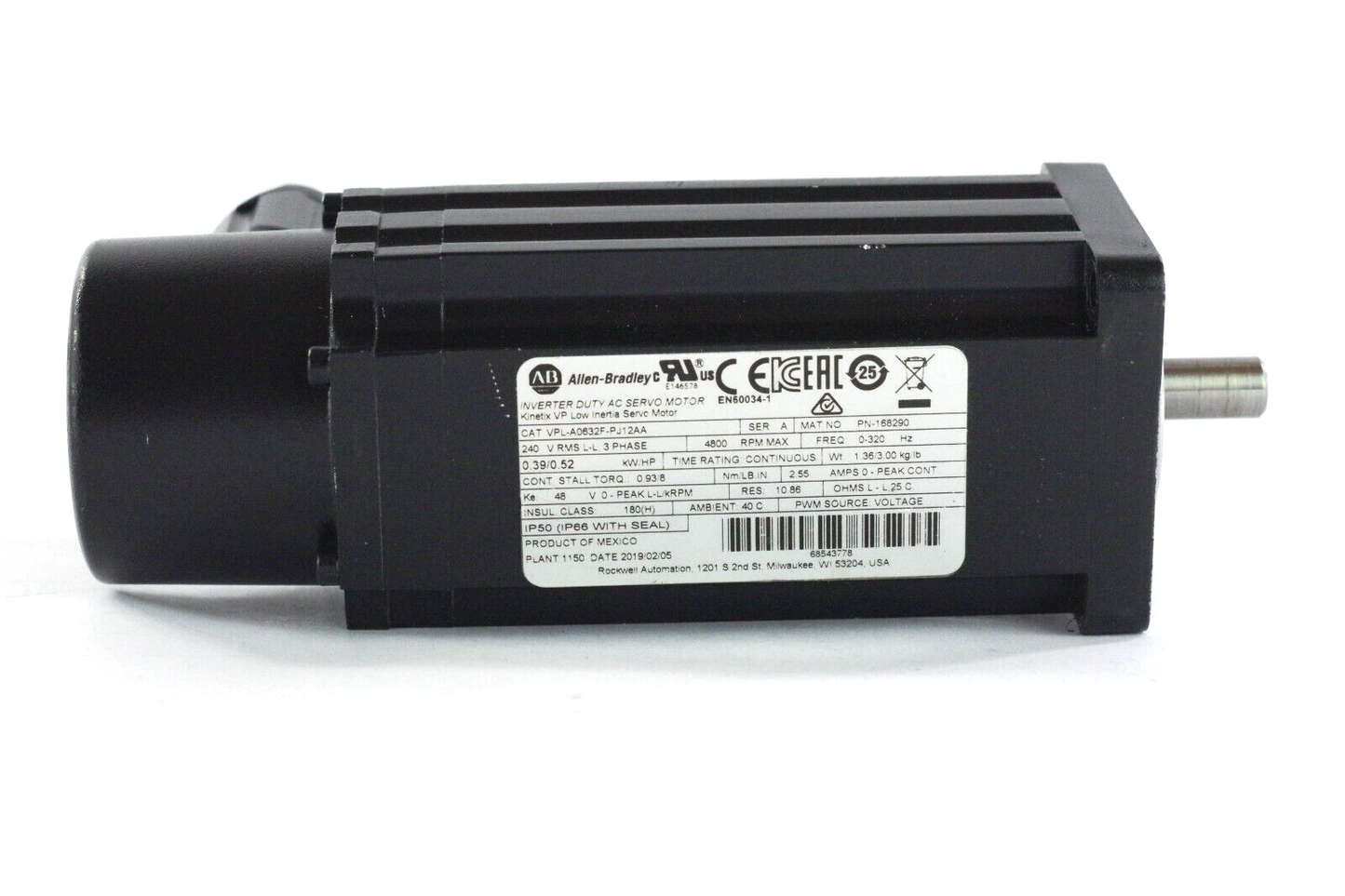 Allen Bradley VPL-A0632F-PJ12AA AC SERVO MOTOR
