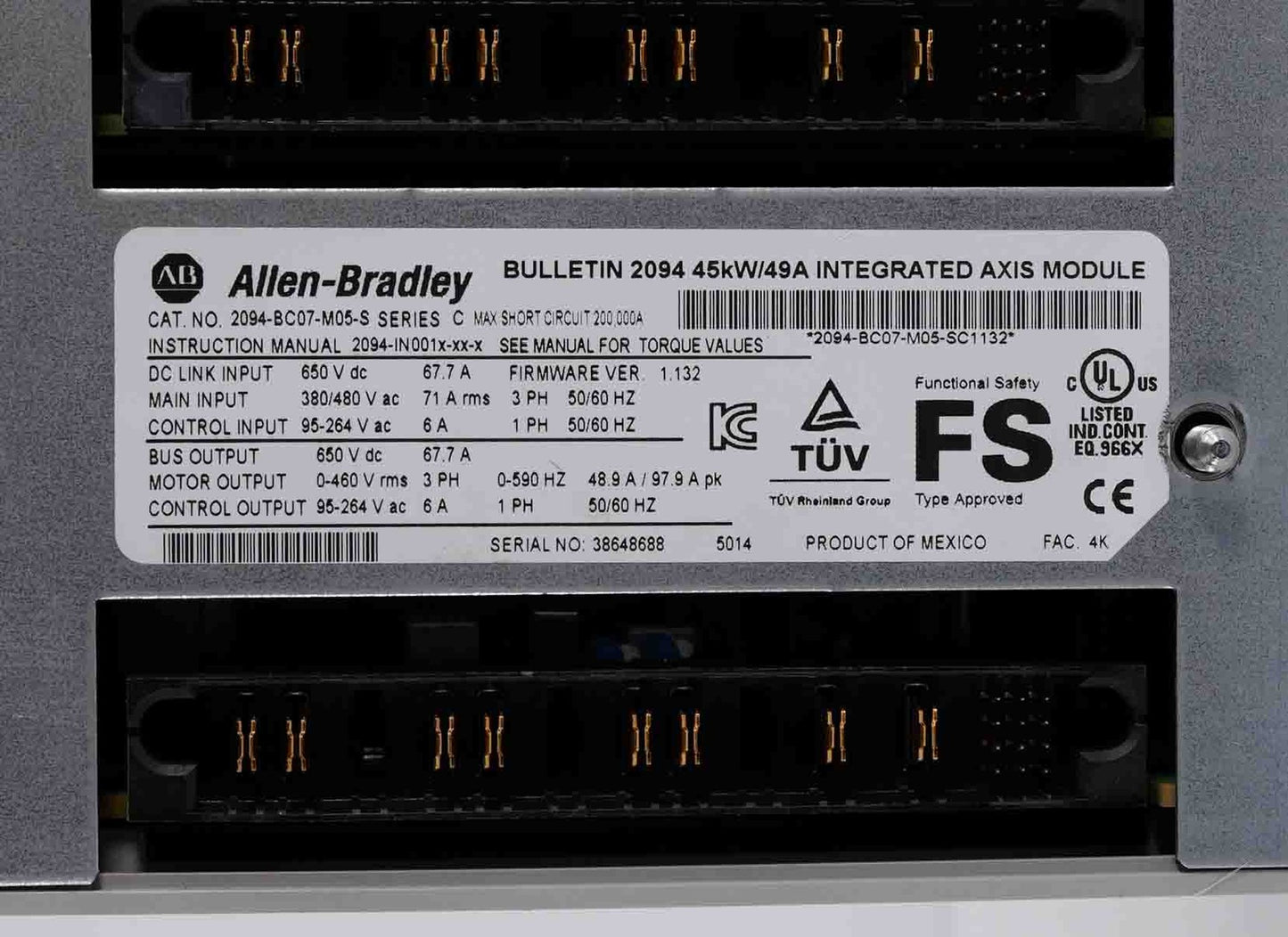 Allen Bradley 2094-BC07-M05-S /C Kinetix 6000 IAM Servo Drive 2094BC07M05S