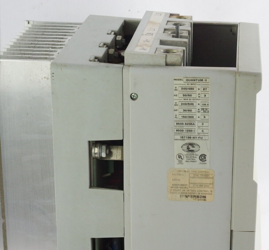 Emerson Quantum II Drive 9500-8205A 9500-1200-I 240/480 VAC 240/500 95008205A DC