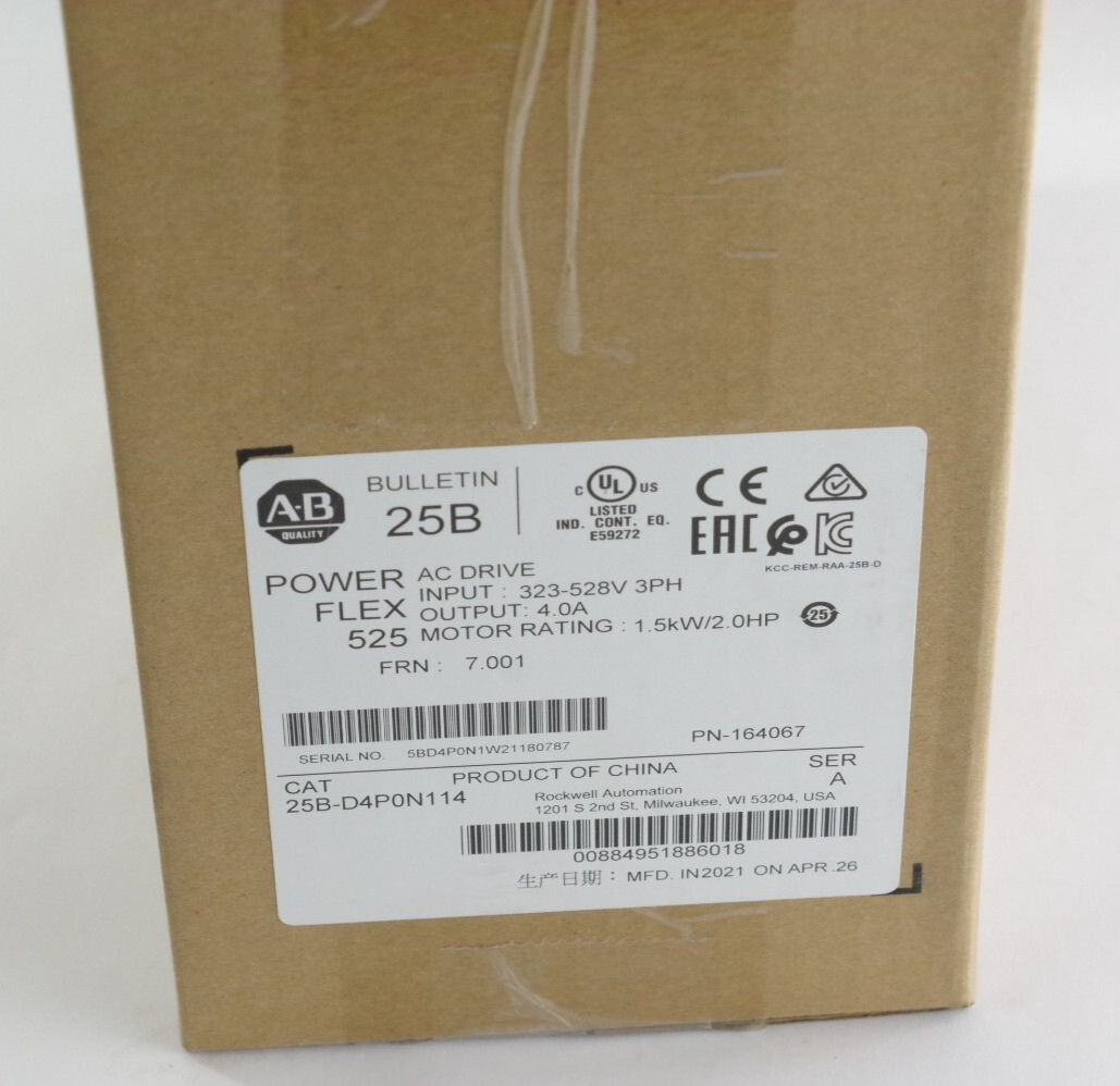 Allen Bradley 25B-D4P0N114 /A PowerFlex 525 1.5kW 2Hp AC Drive - Sealed Surplus