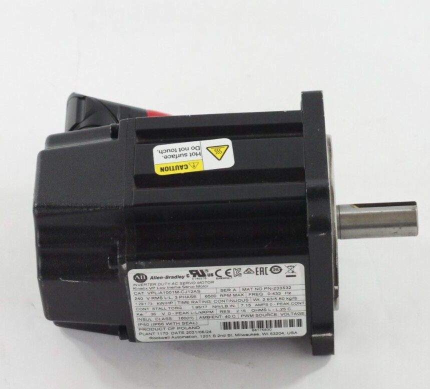 Allen Bradley VPL-A1001M-CJ12AS Kinetix VP Low Inertia Servo Motor - New No Box