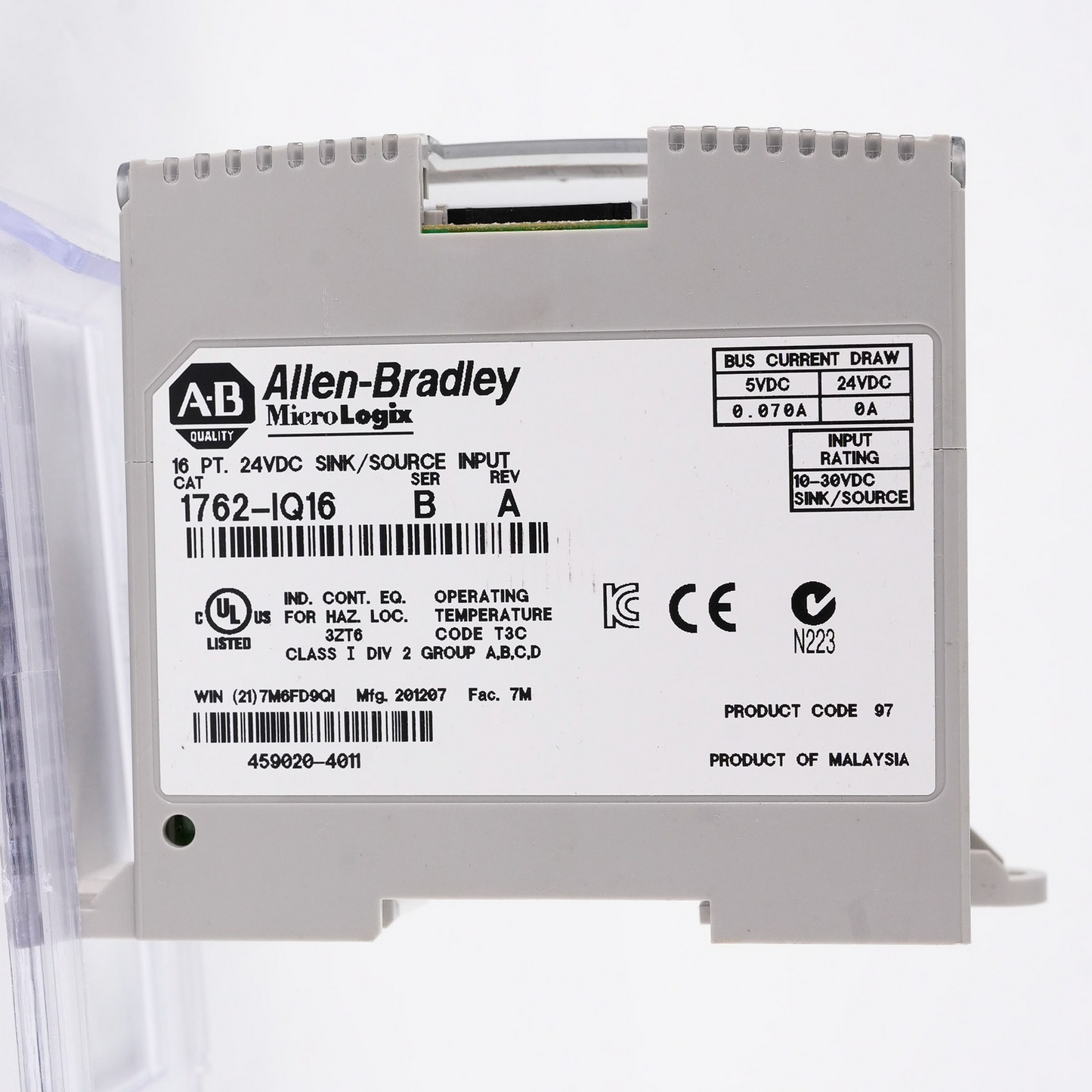 Allen Bradley 1762-IQ16 /B MicroLogix 16-Point Sink Source Input Module 1762IQ16