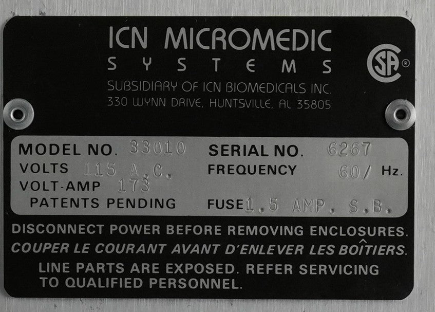 ICN Micromedic Systems 33010 Digiflex Automatic Diluter