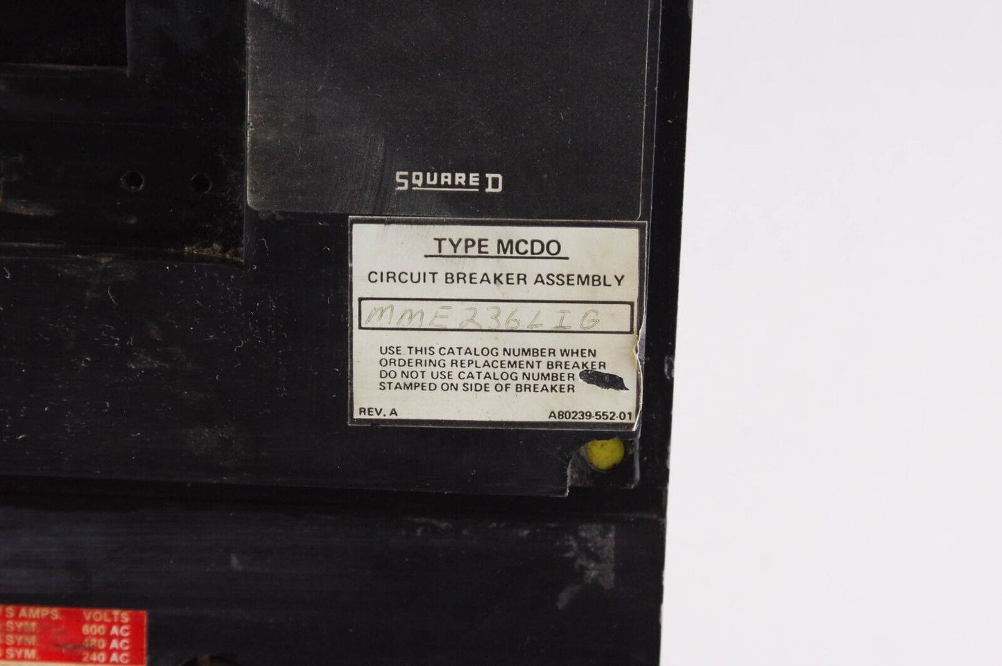 SQUARE D MME236LIG / MEF236LIG MCD0 A80239-552-01 / A8023955201 Circuit Breaker