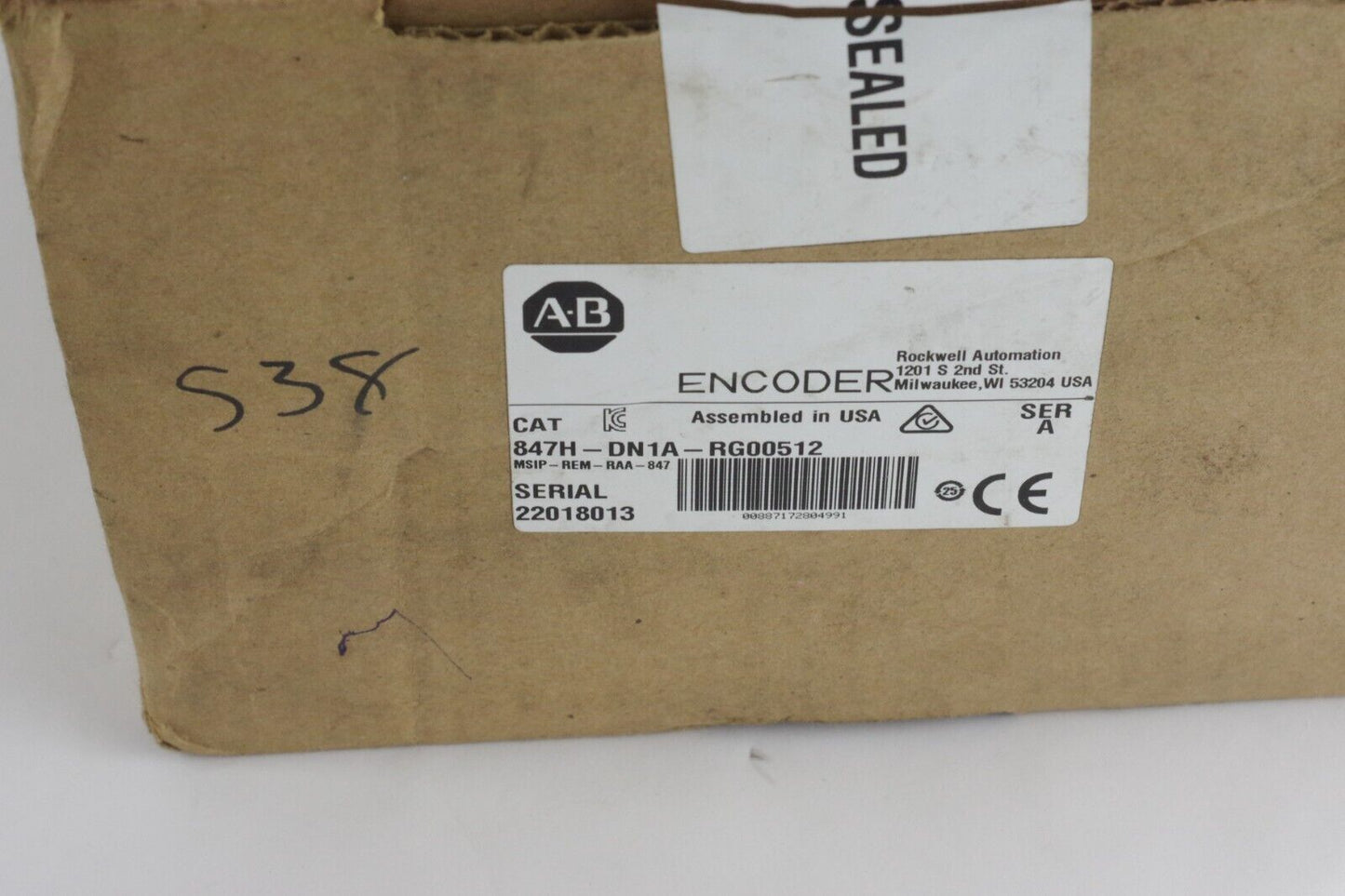 Allen Bradley 847H-DN1A-RG00512 Ser A Incremental Encoder 765436 - Open Box